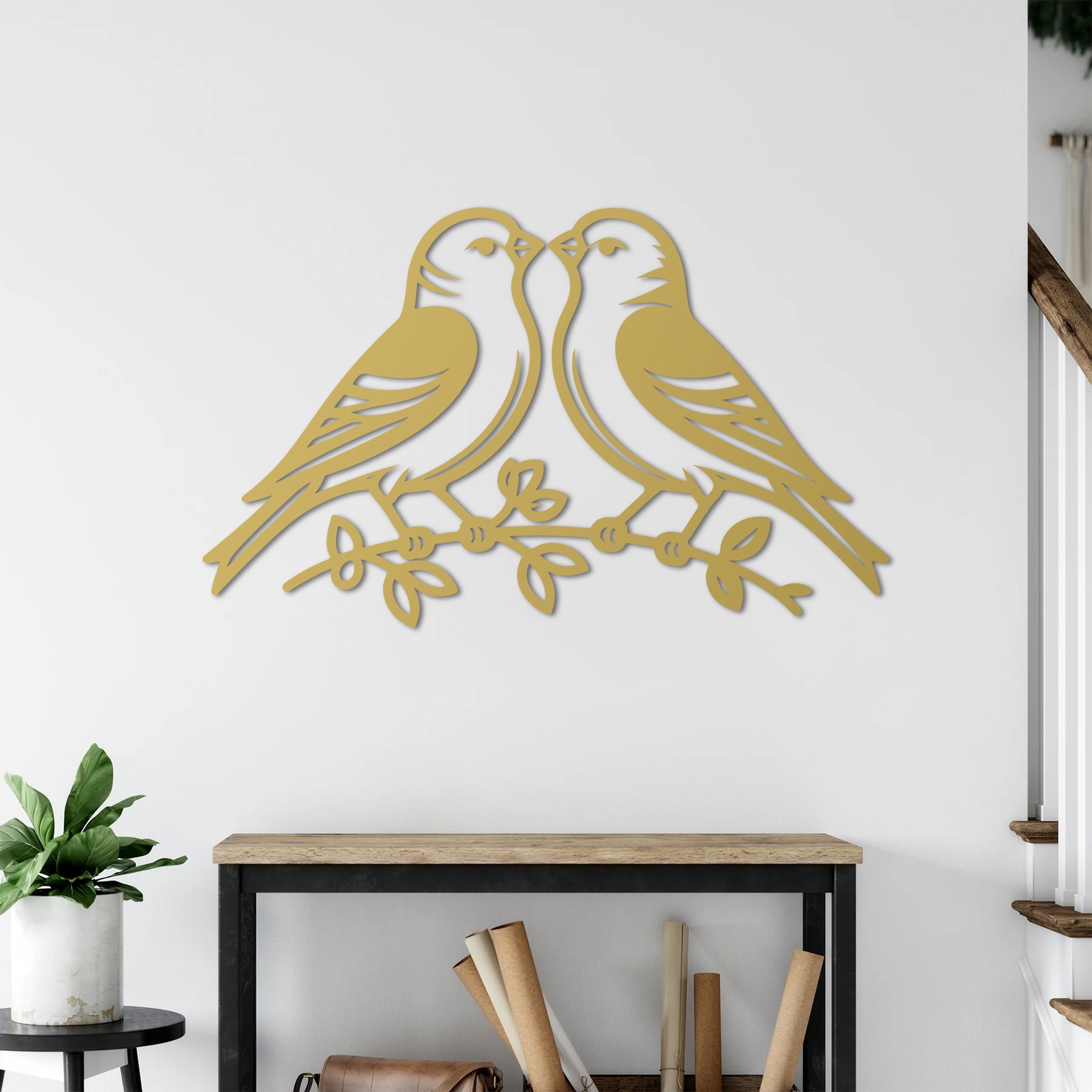 Aşkın Kanatları Kuşlar Metal Duvar Dekoru