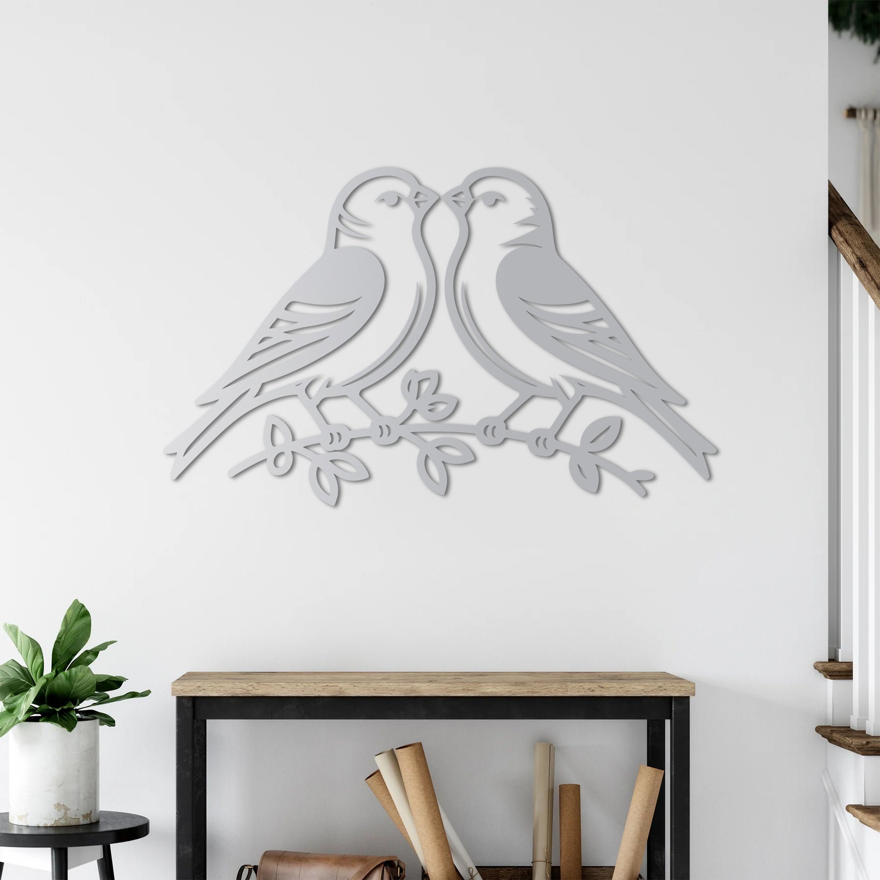 Aşkın Kanatları Kuşlar Metal Duvar Dekoru