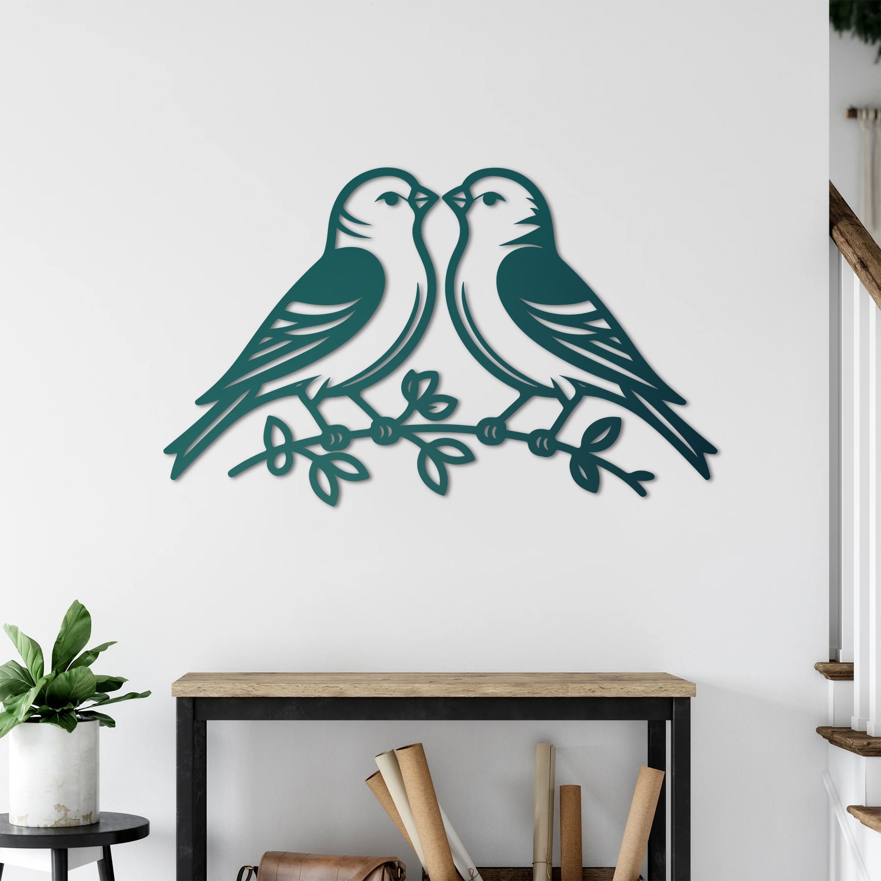 Aşkın Kanatları Kuşlar Metal Duvar Dekoru