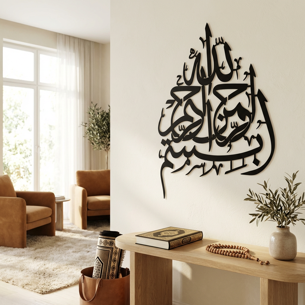 Besmele Hat – İslami Metal Duvar Dekoru