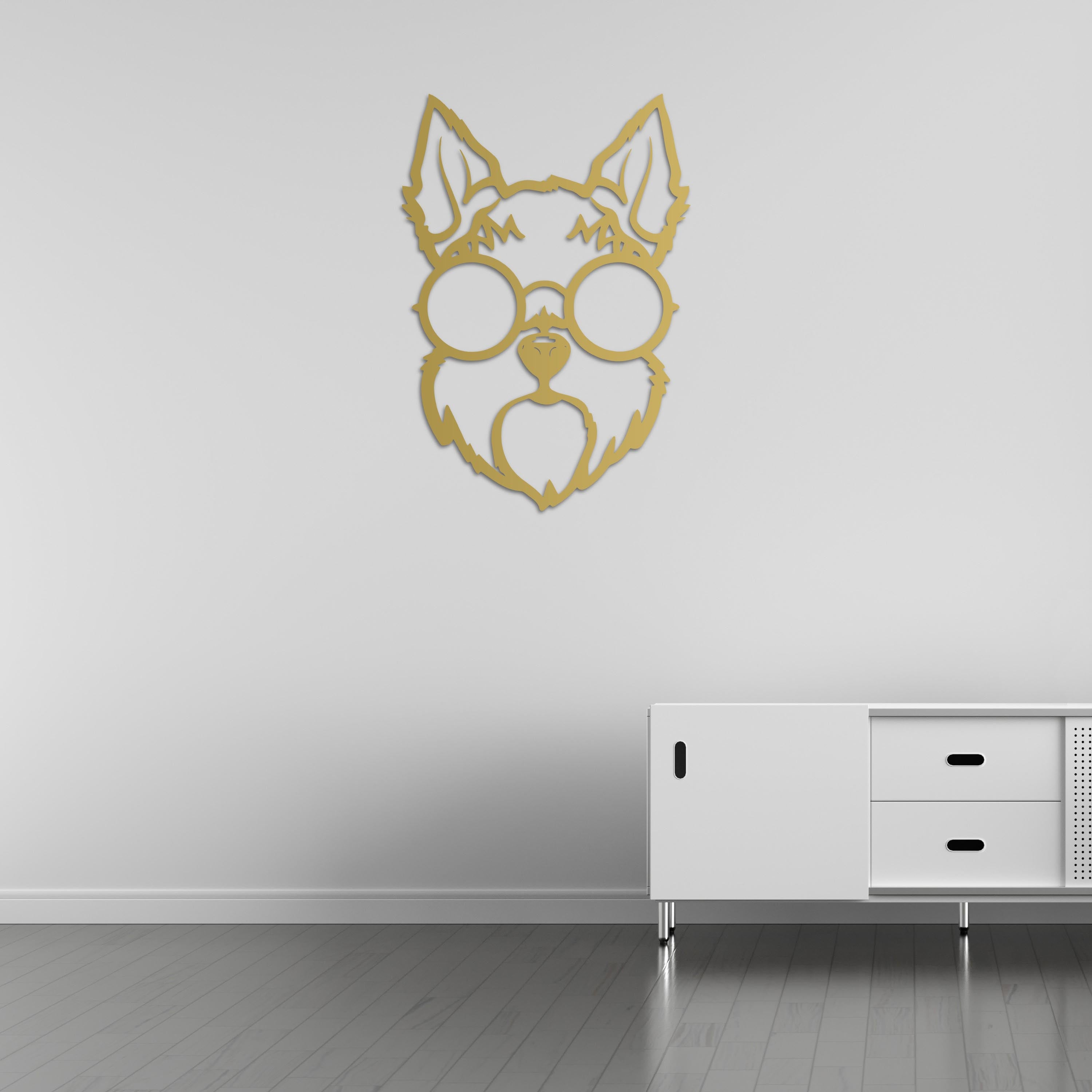 Cool Pup Gözlüklü Köpek Metal Duvar Dekoru