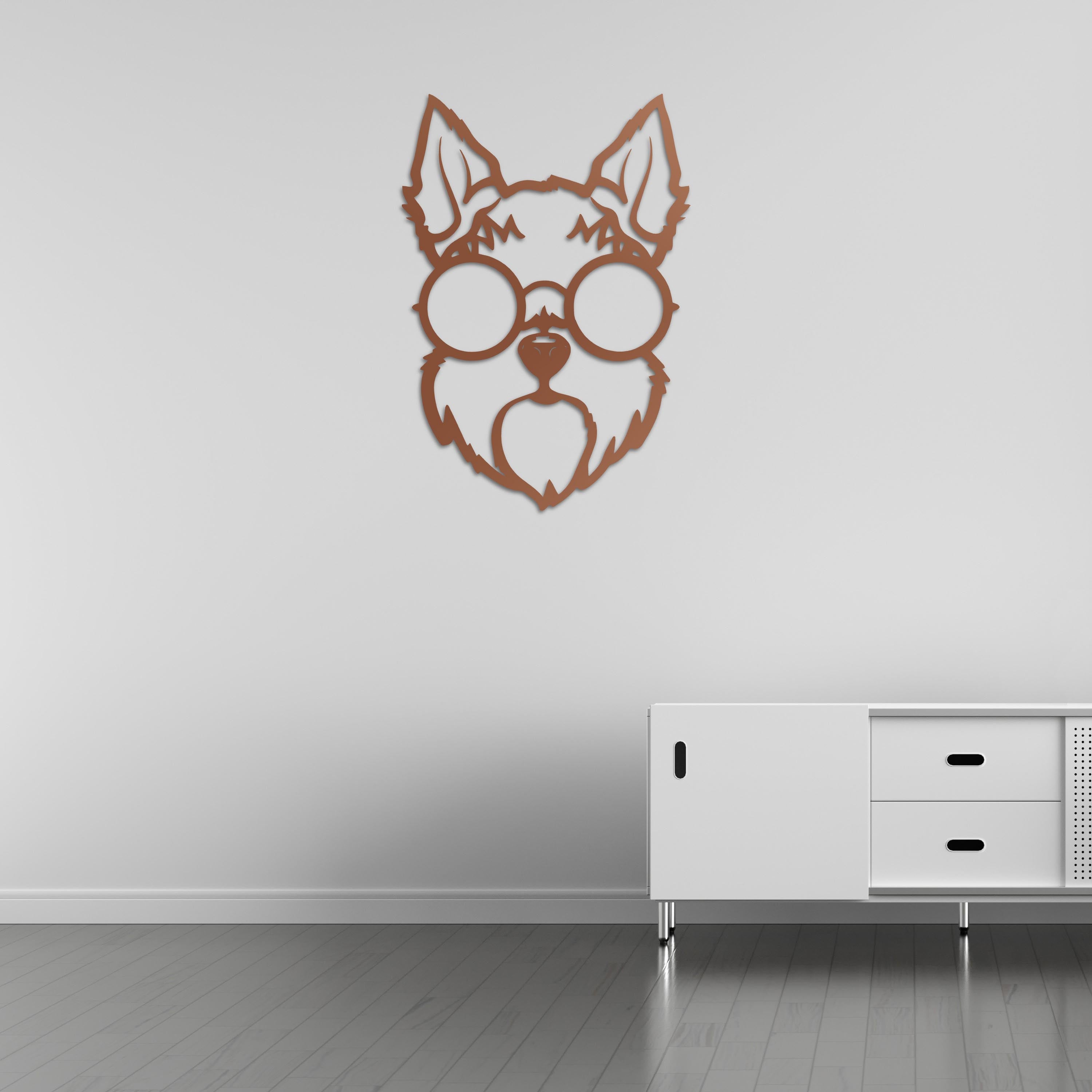 Cool Pup Gözlüklü Köpek Metal Duvar Dekoru