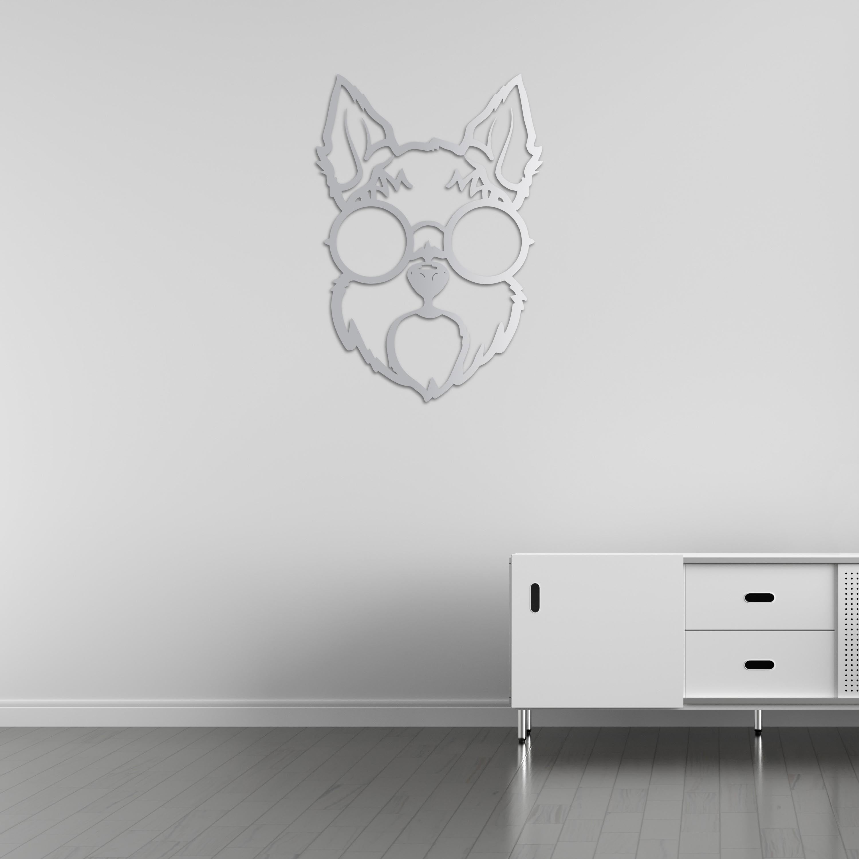 Cool Pup Gözlüklü Köpek Metal Duvar Dekoru