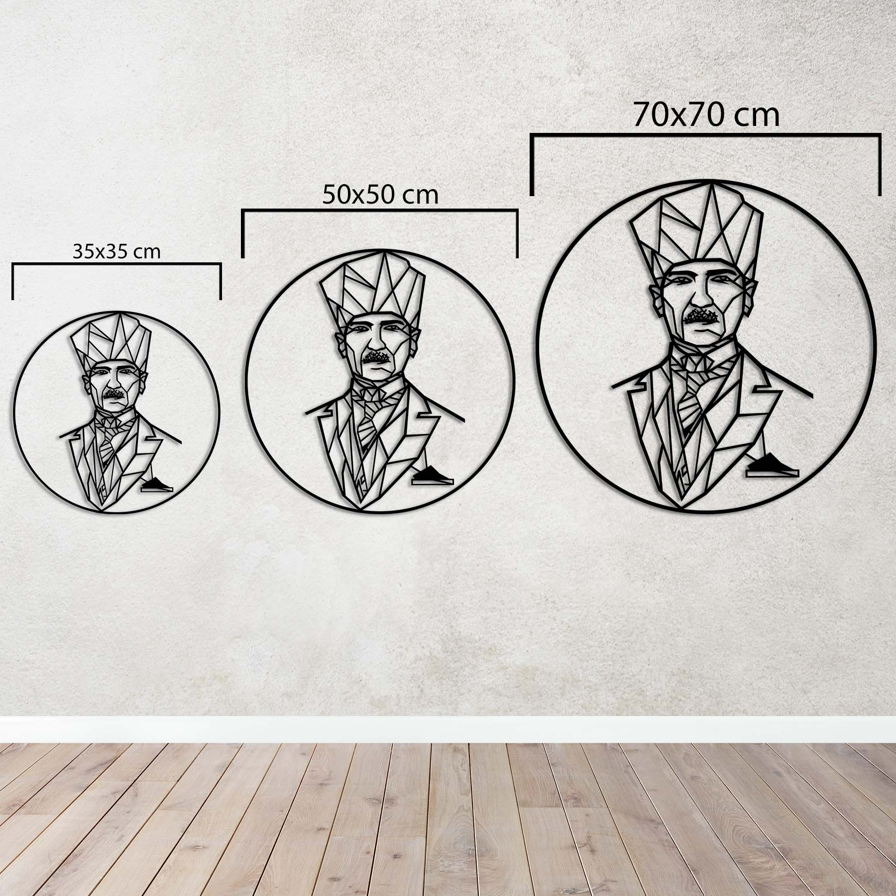 Geometrik Atatürk – Metal Duvar Dekoru