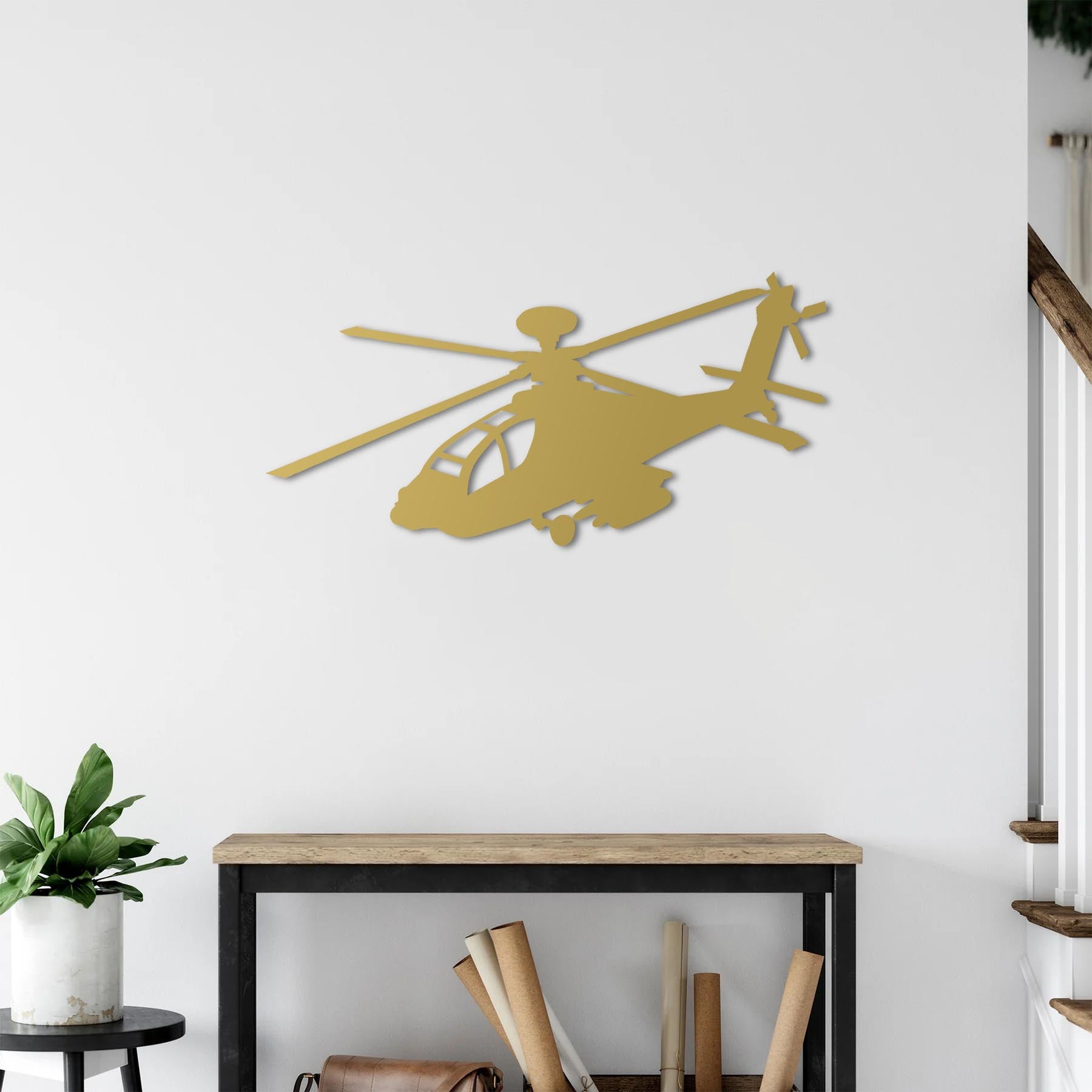 AH-64 Apache Longbow – Helikopter Metal Duvar Dekoru