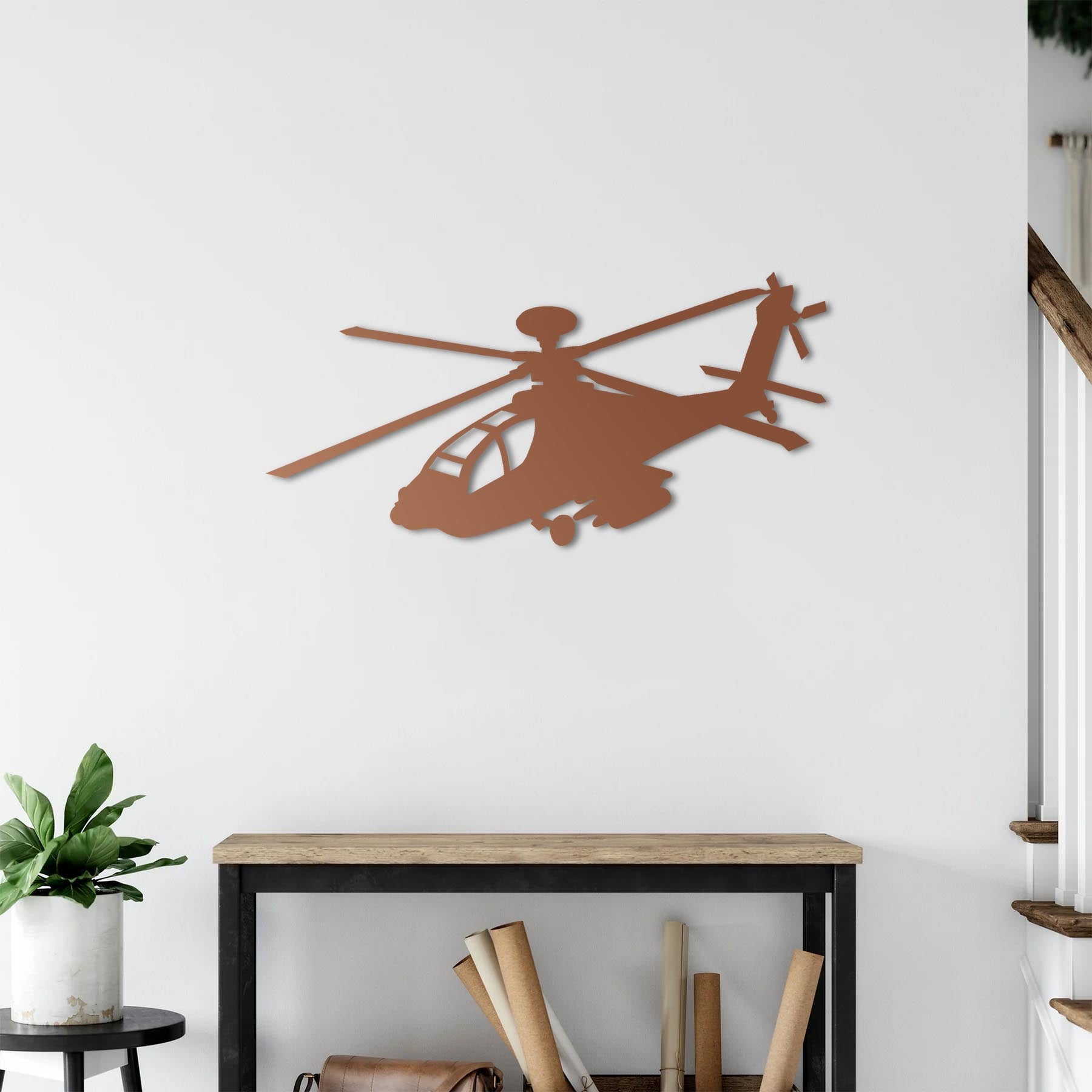 AH-64 Apache Longbow – Helikopter Metal Duvar Dekoru