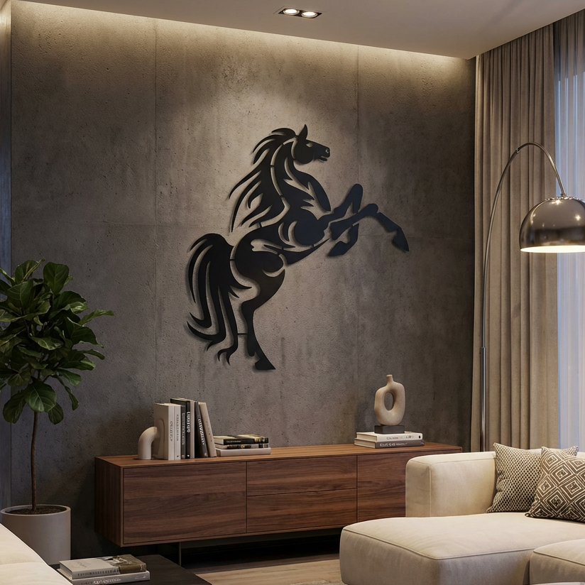 Hür Koşuş At Metal Duvar Dekoru