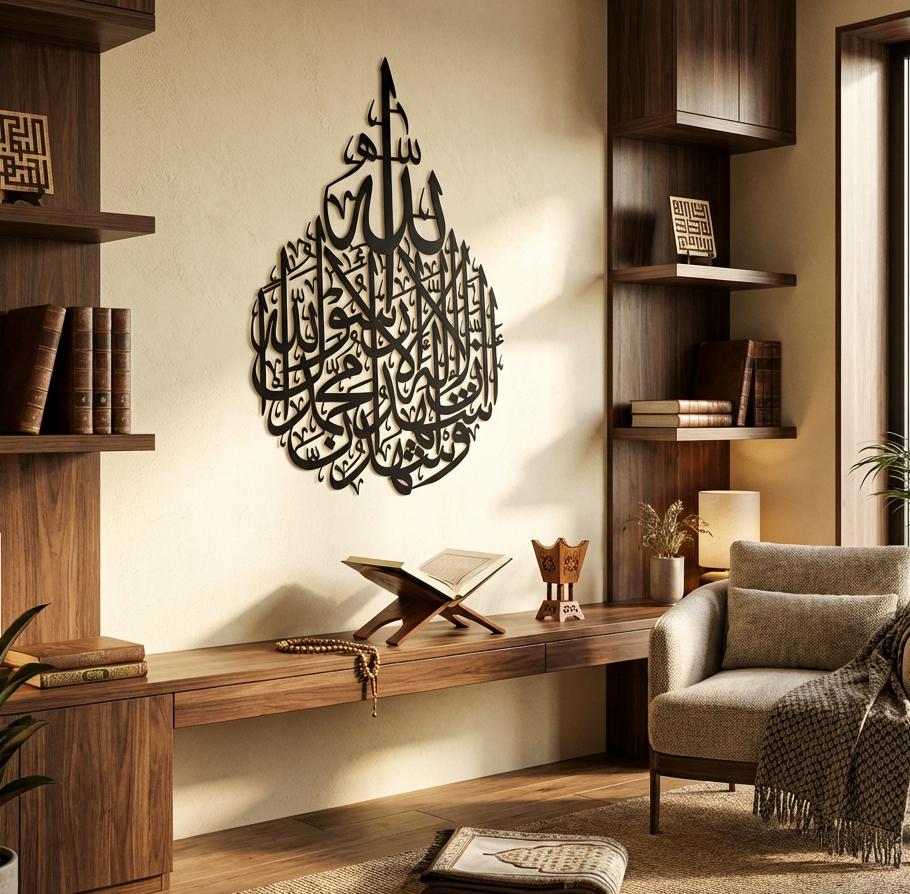 Kelime-i Şehadet Hat Sanatı – İslami Metal Duvar Dekoru