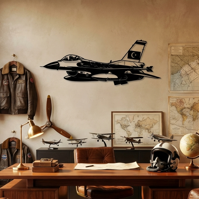 Türk Bayraklı F-16 – Jet Uçak Metal Duvar Dekoru