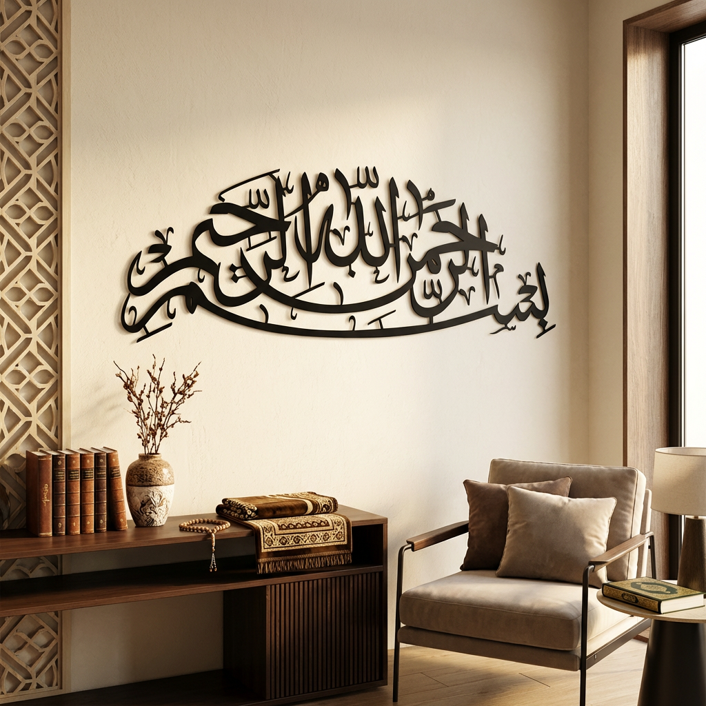 Besmele Hat Sanatı – İslami Metal Duvar Dekoru