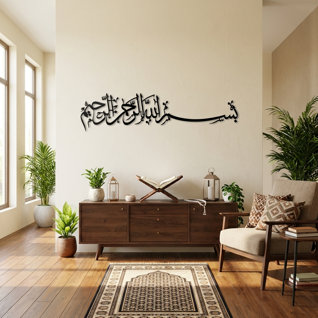 Besmele Duvar Dekoru – İslami Metal Duvar Dekoru