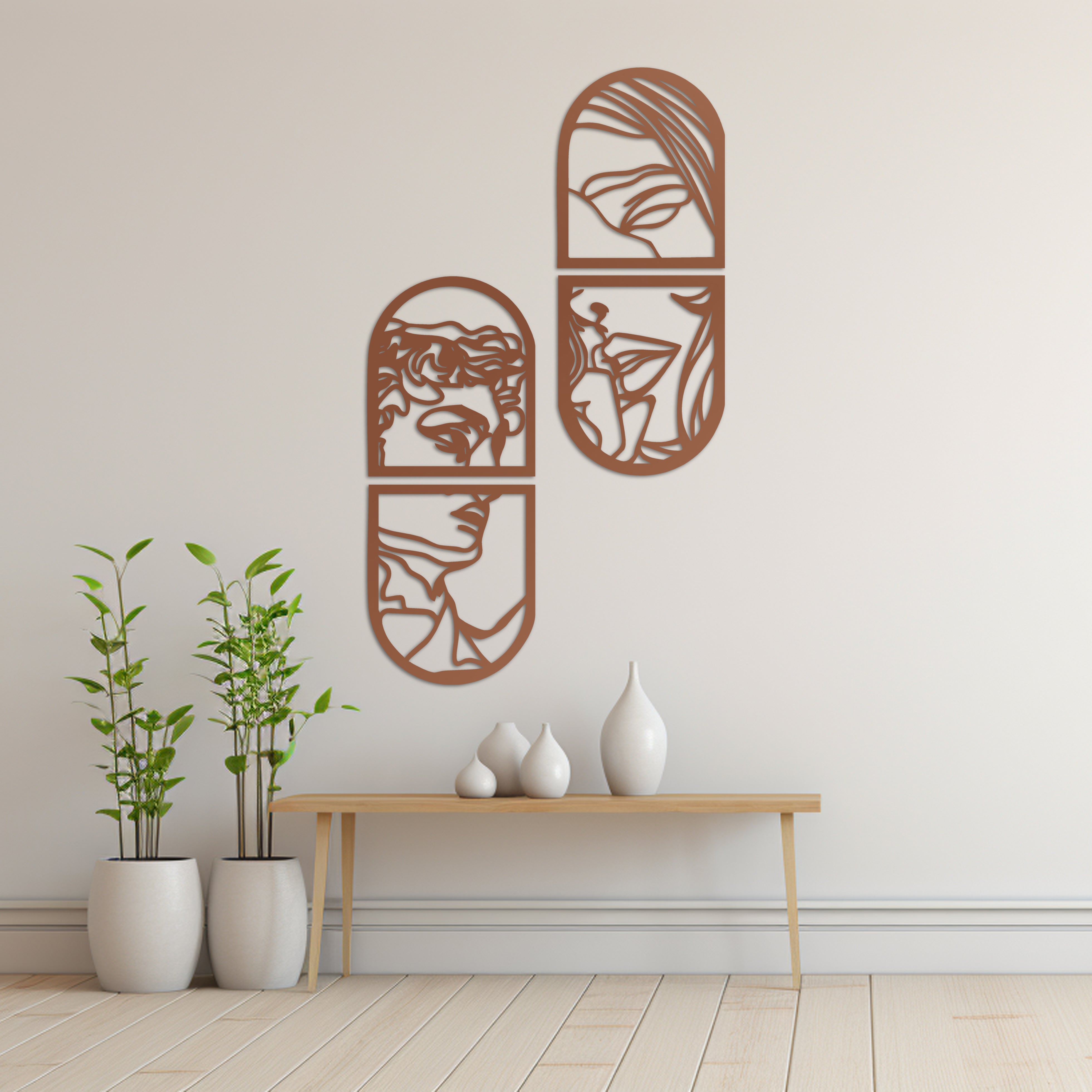 Aşkın Penceresi Metal Duvar Dekoru Laser Artique