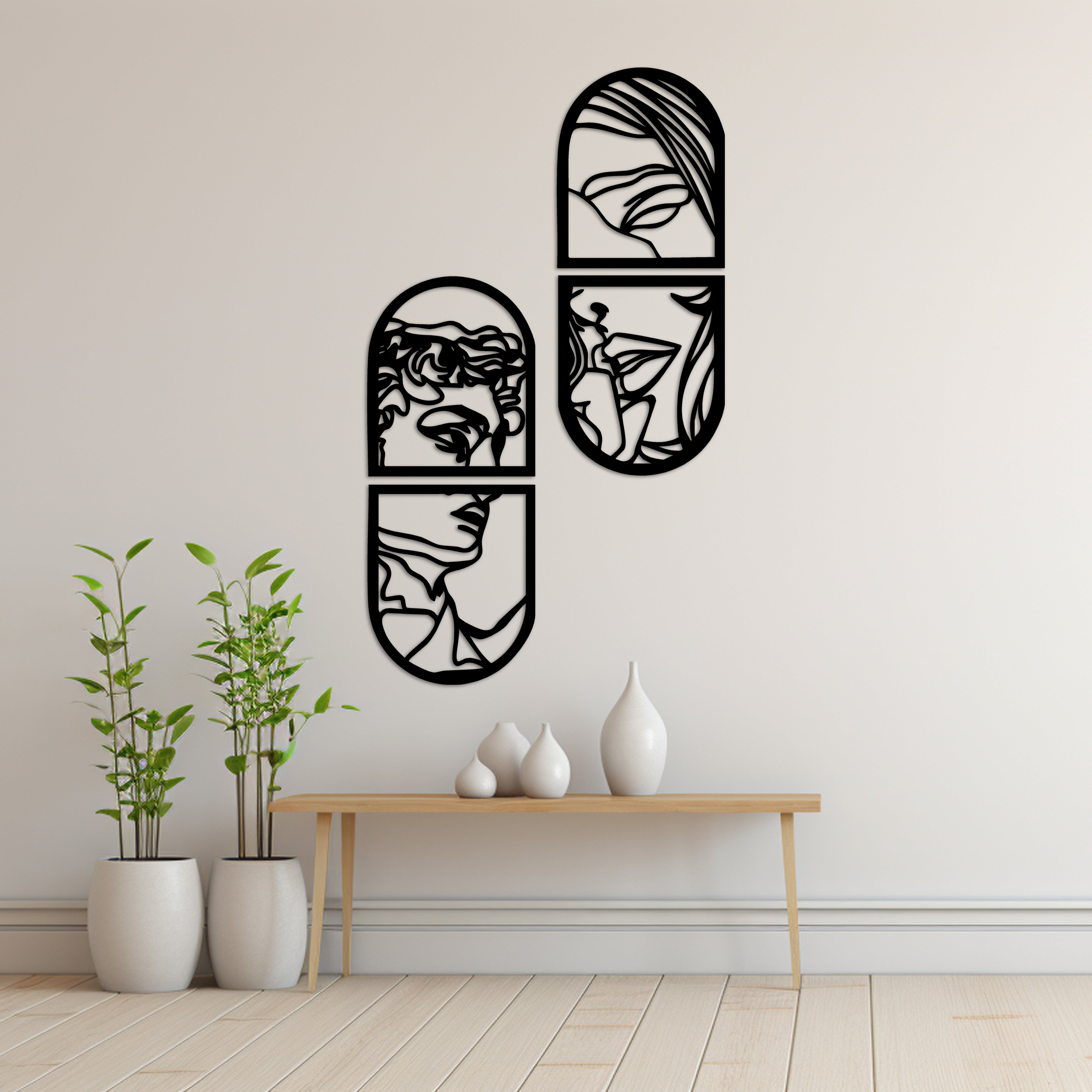 Aşkın Penceresi Metal Duvar Dekoru Laser Artique