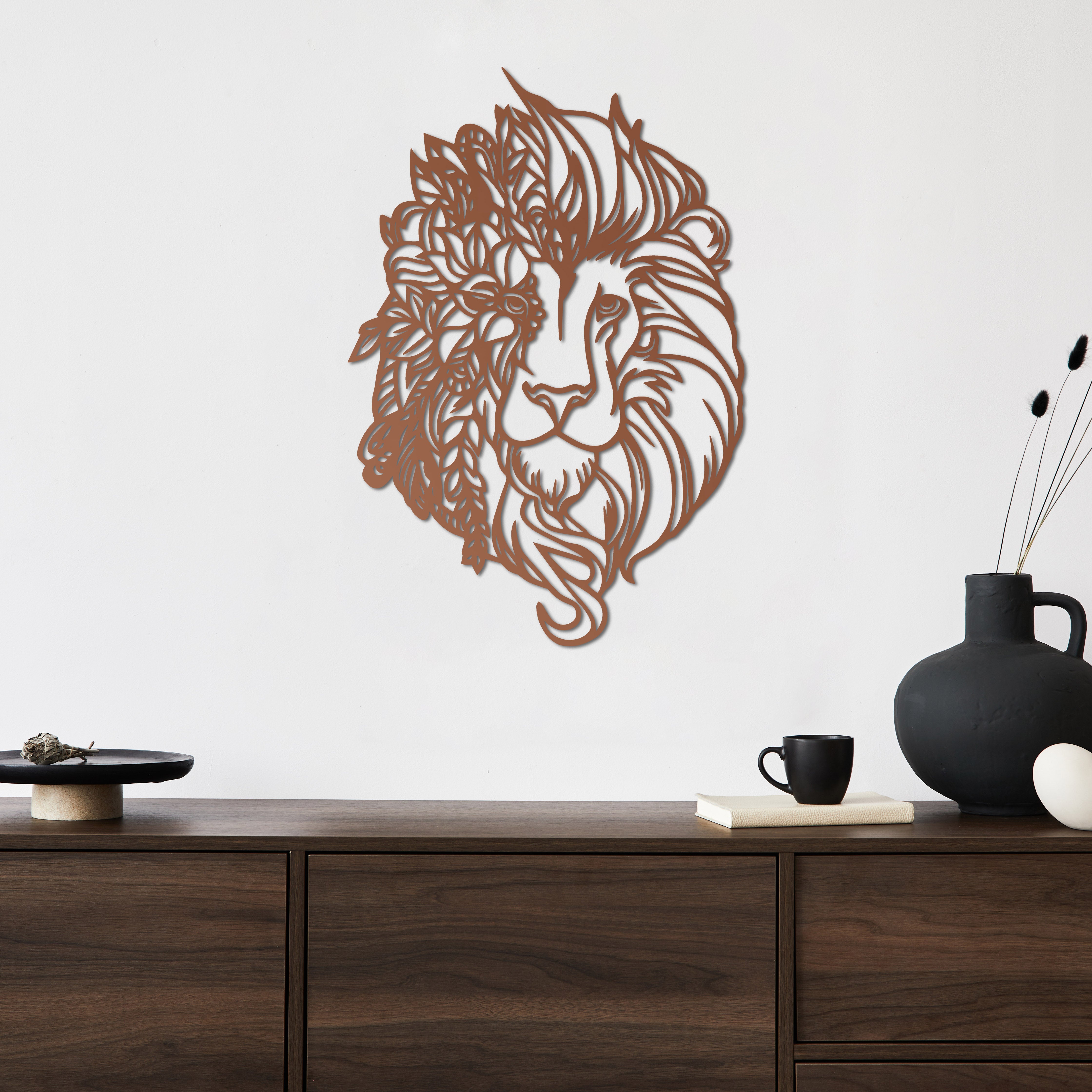 Aslan Ruhu Metal Duvar Dekoru Laser Artique