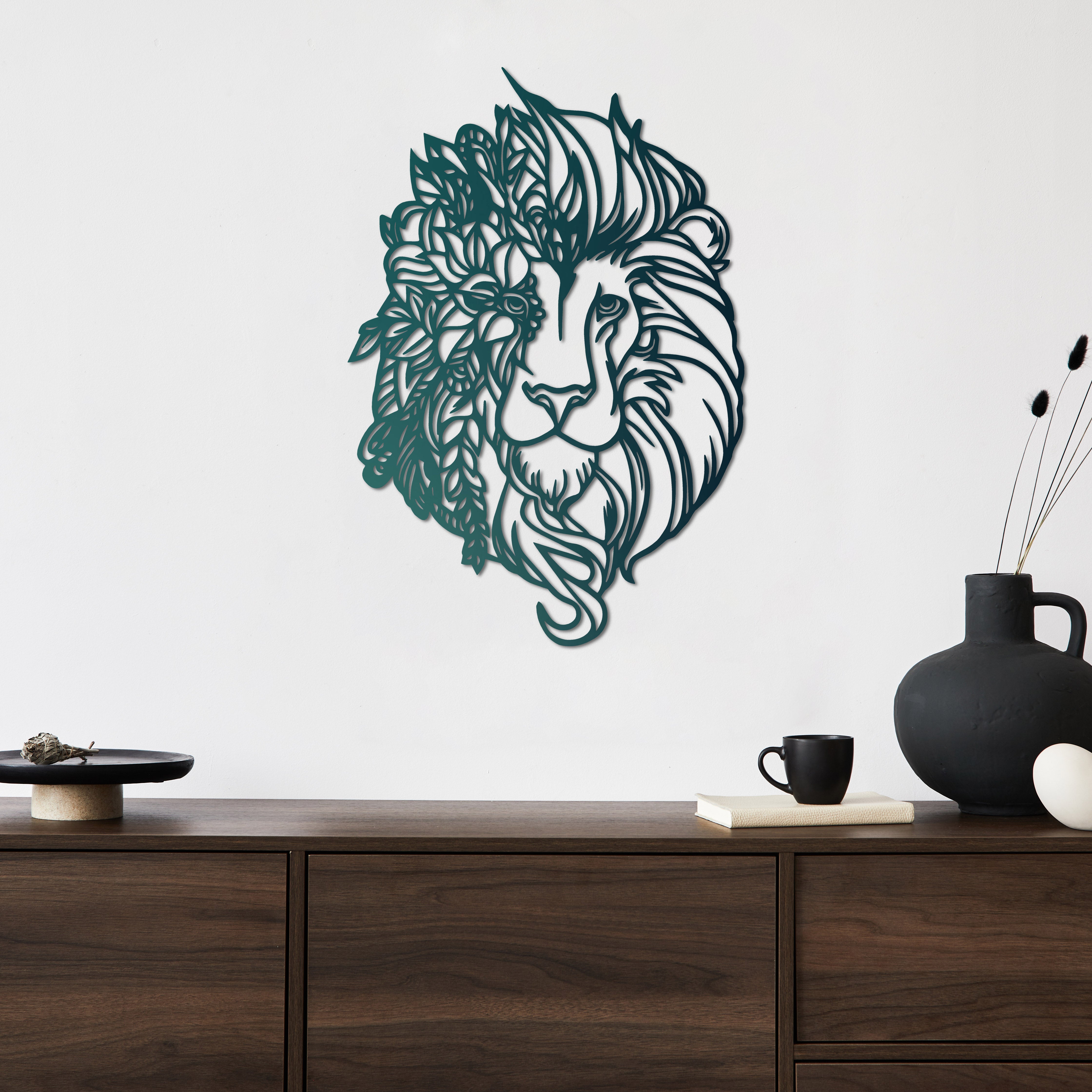 Aslan Ruhu Metal Duvar Dekoru Laser Artique