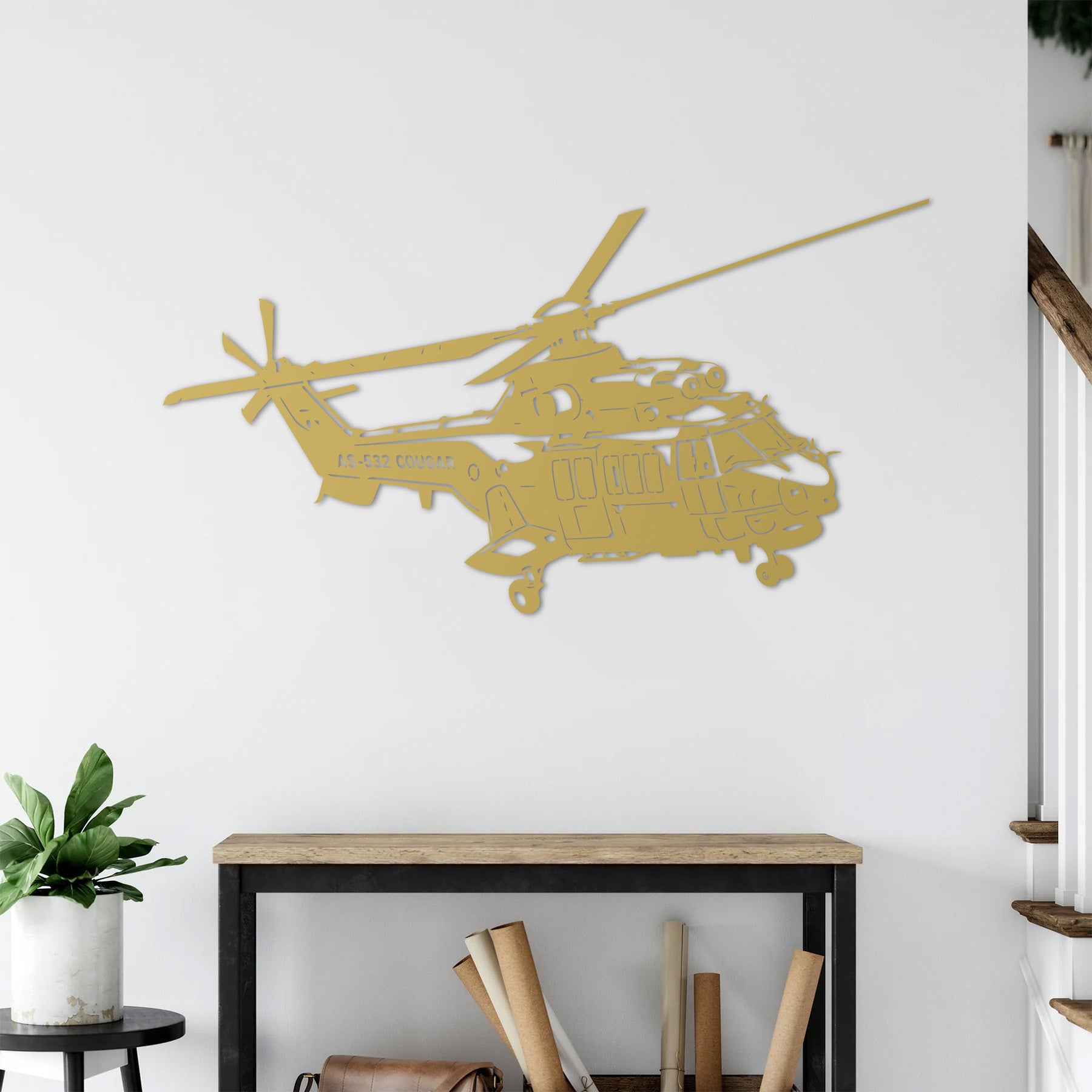 AS-532 Cougar - Sessiz Görev Helikopter Metal Duvar Dekoru