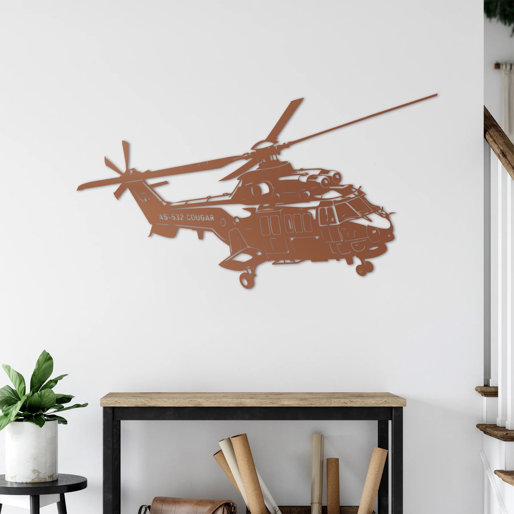 AS-532 Cougar - Sessiz Görev Helikopter Metal Duvar Dekoru