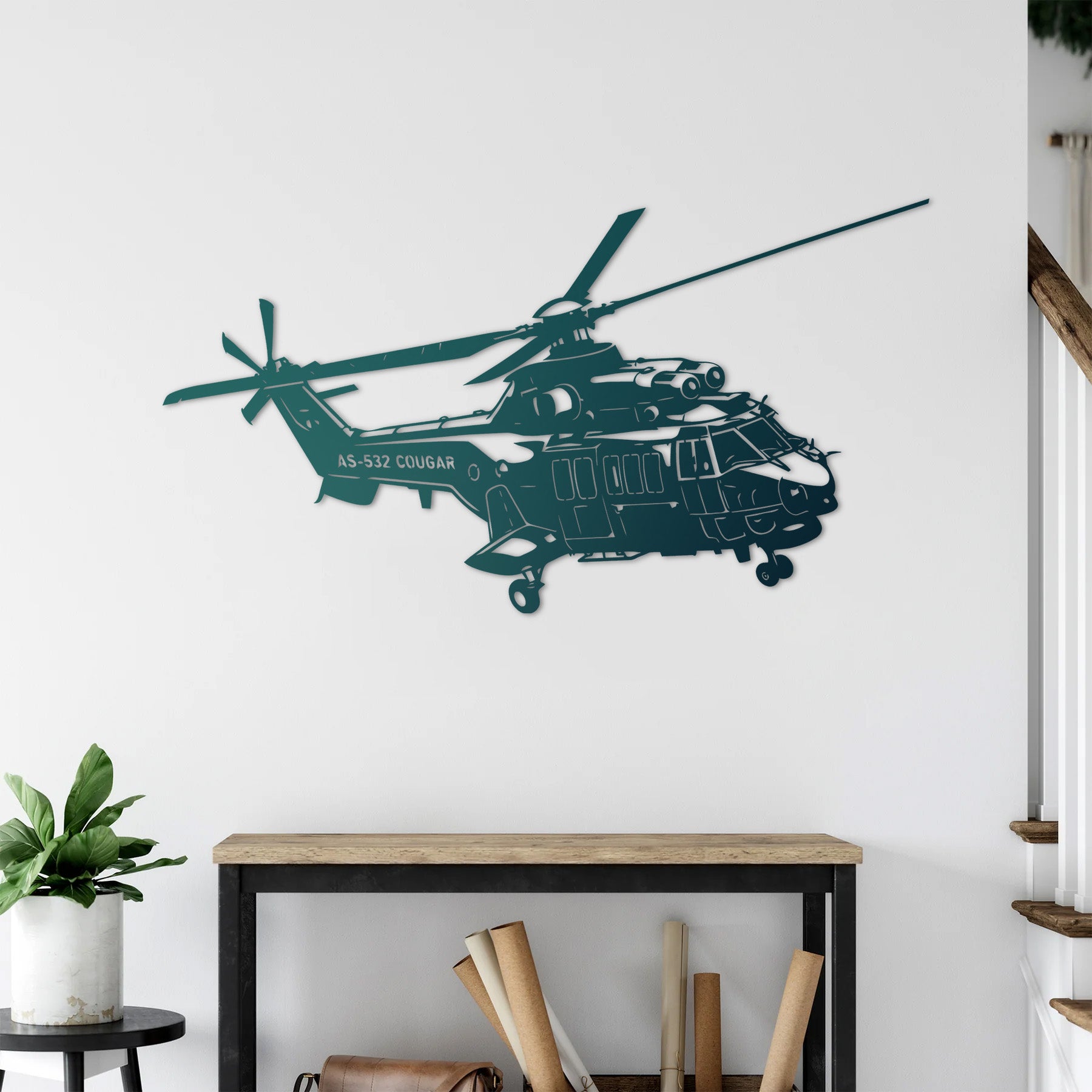 AS-532 Cougar - Sessiz Görev Helikopter Metal Duvar Dekoru