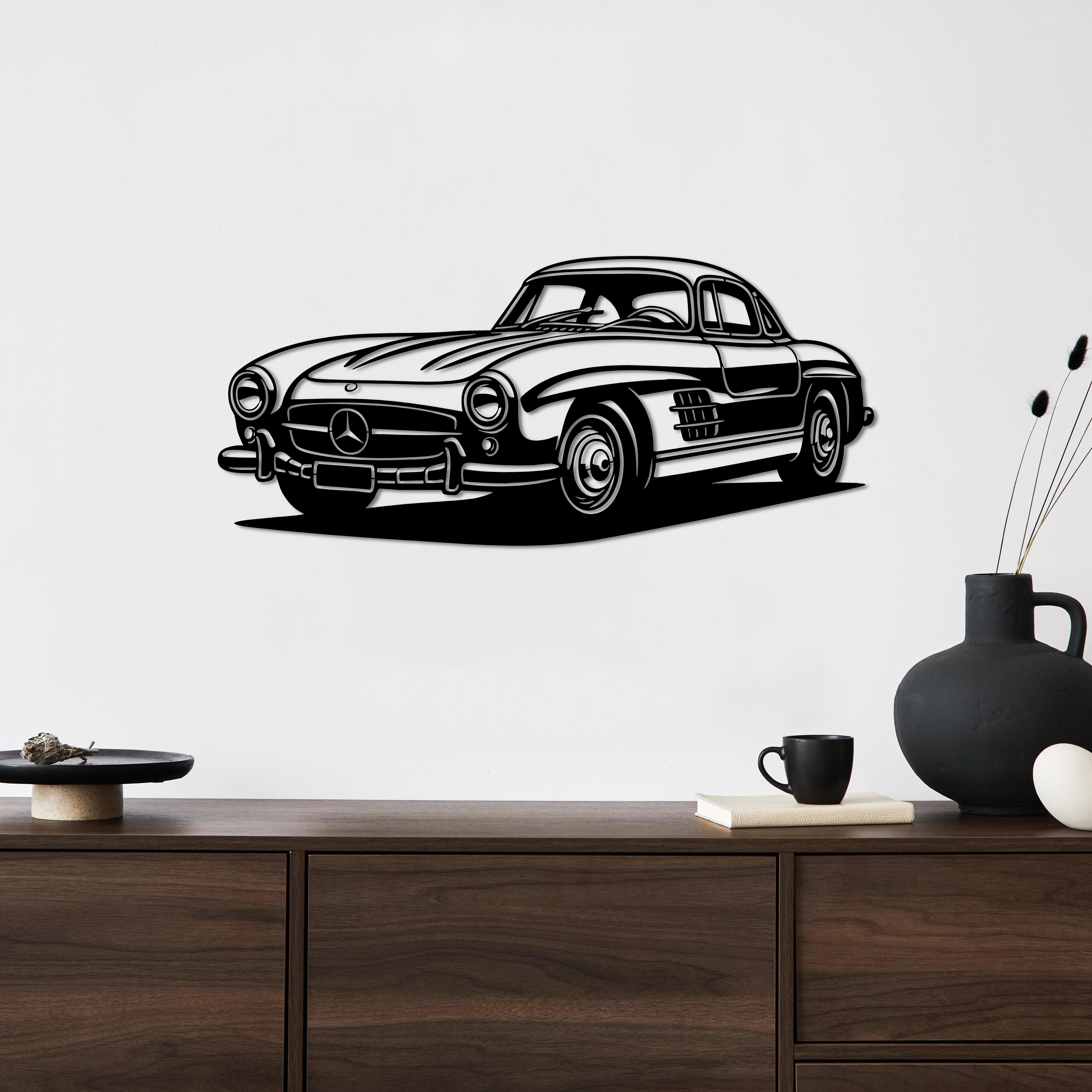 Mercedes-Benz 300SL Gullwing – Araba Metal Duvar Dekoru Laser Artique