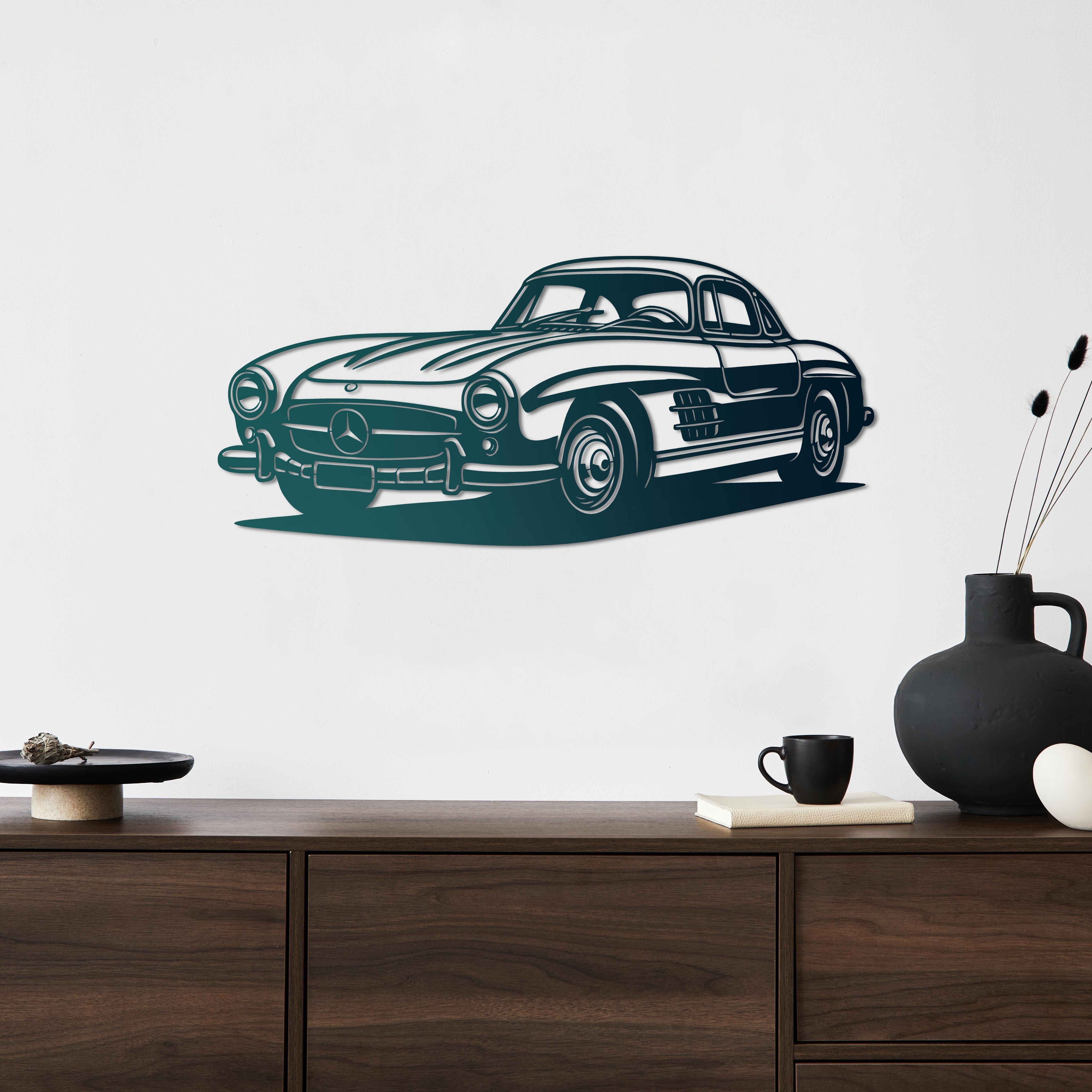 Mercedes-Benz 300SL Gullwing – Araba Metal Duvar Dekoru Laser Artique