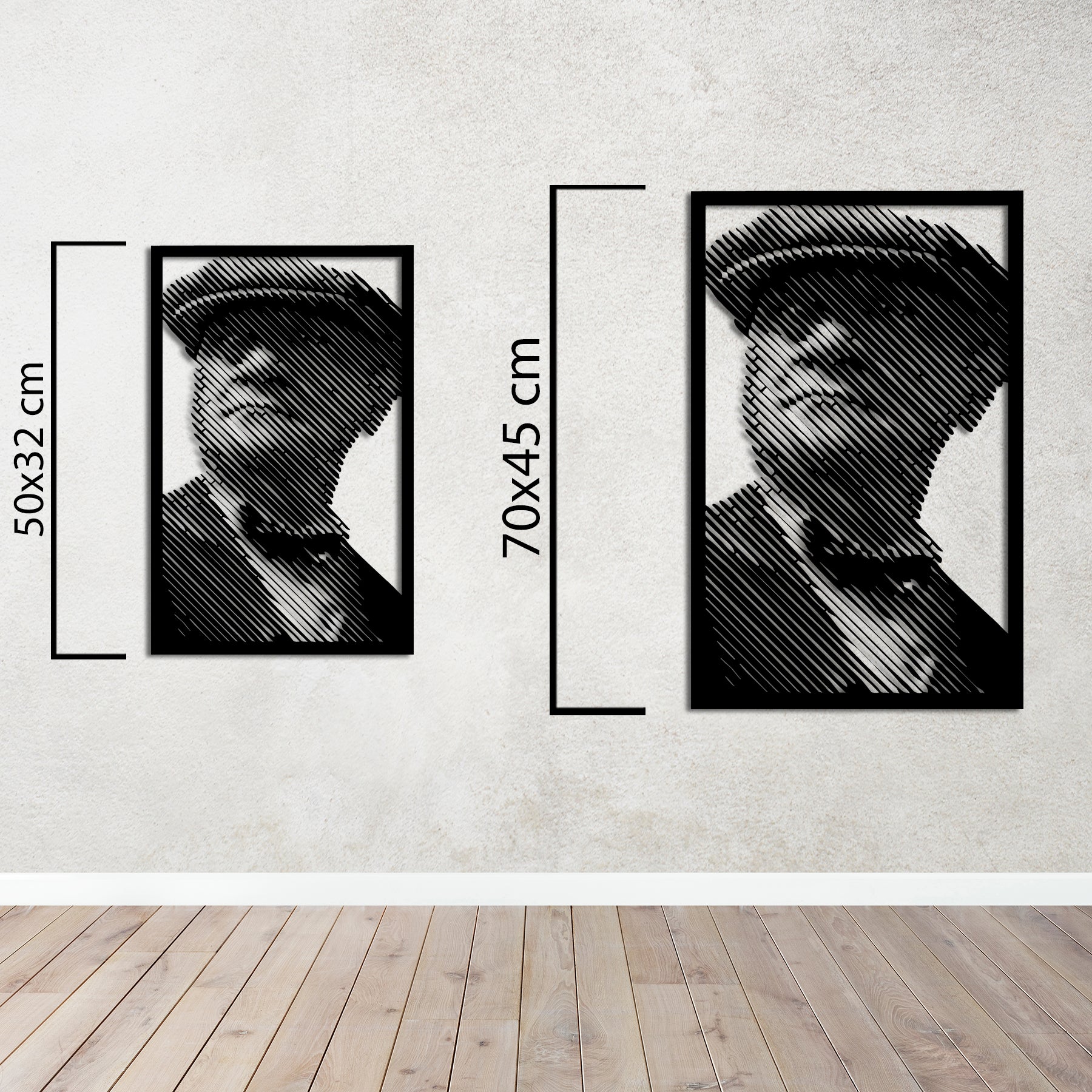 Modern Çizgilerle Şapkalı Atatürk Metal Duvar Dekoru – Portre Tasarımı