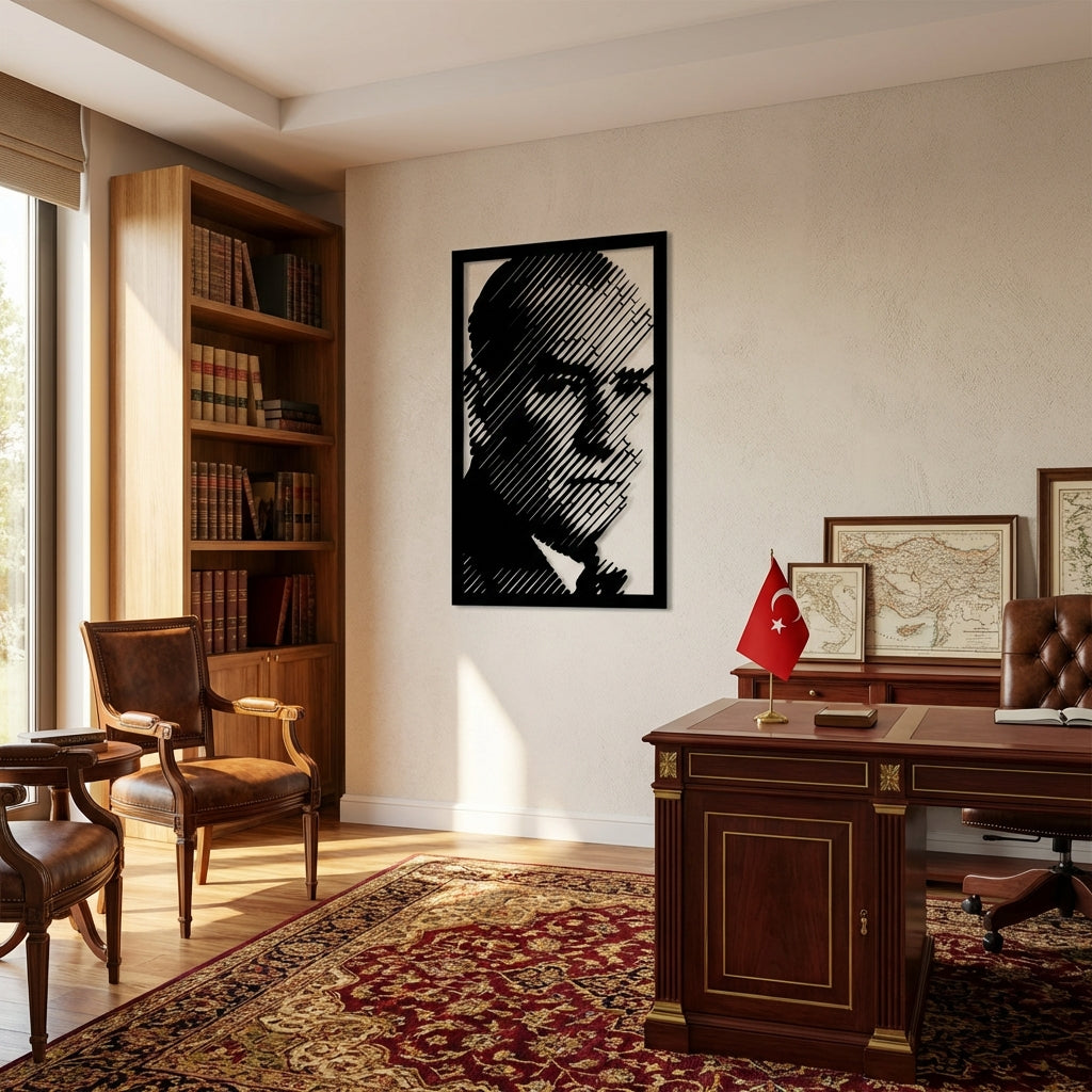 Modern Çizgilerde Bir Devlet Adamı: Atatürk Metal Duvar Dekoru