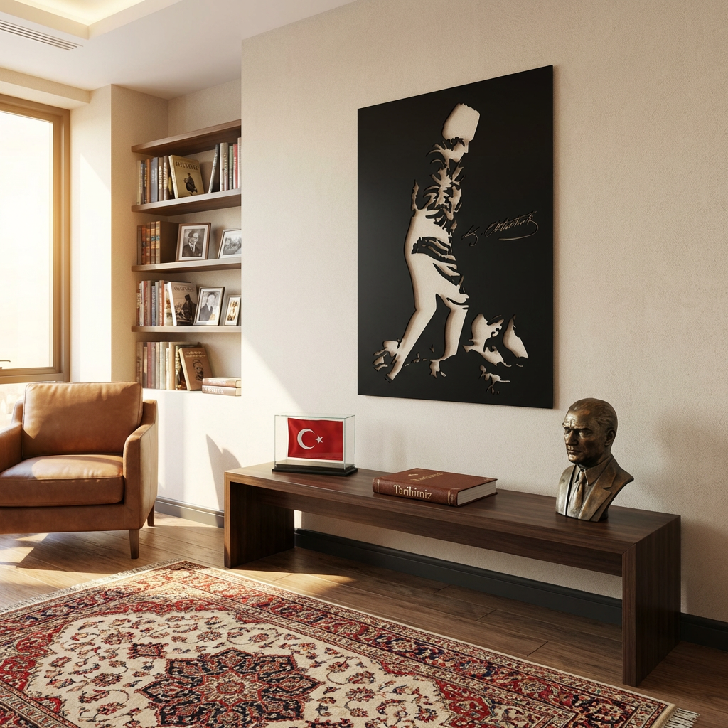 Ebedî Komutan: Atatürk'ün Silüeti Metal Duvar Dekoru