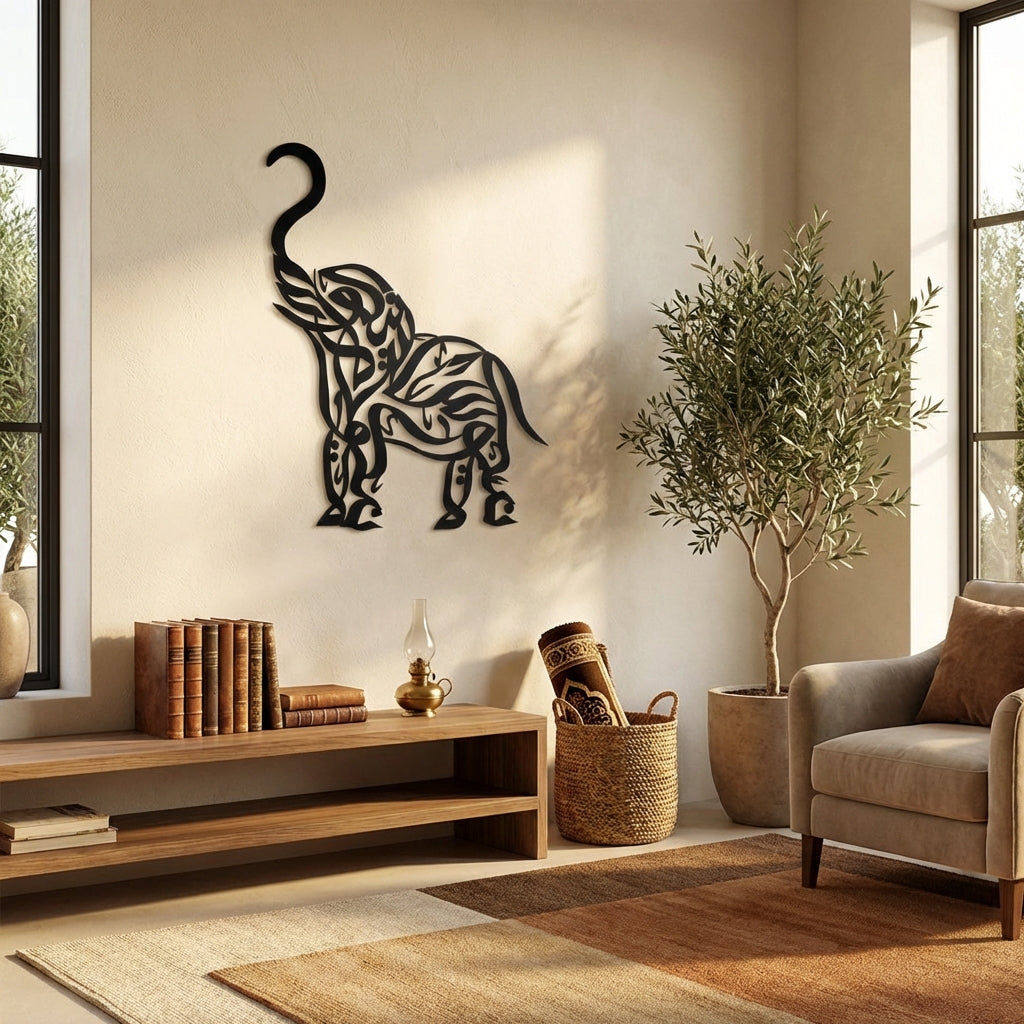 İslamik Fil İslami Metal Duvar Dekoru