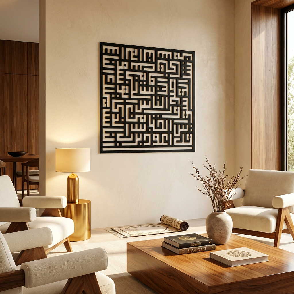 Nas Suresi – İslami Kufi Hat Metal Duvar Dekoru