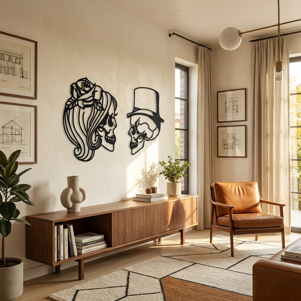 Aşık Kuru Kafalar Metal Duvar Dekoru