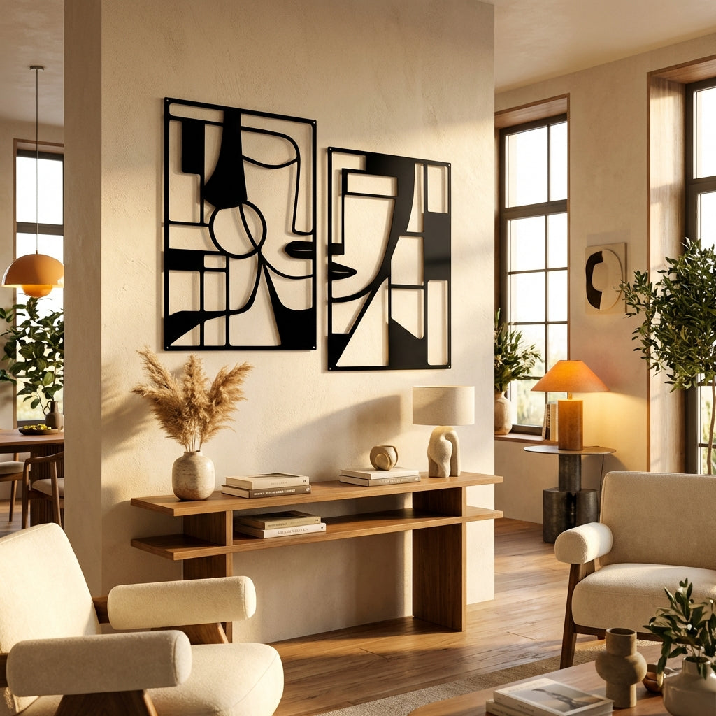 Bakışların Dili 2’li Yüz Metal Duvar Dekoru