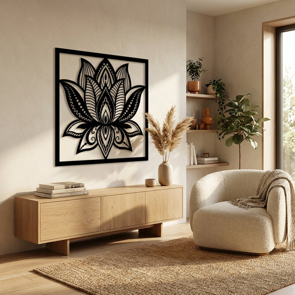Barışın Simgesi: Lotus Çiçeği Metal Duvar Dekoru