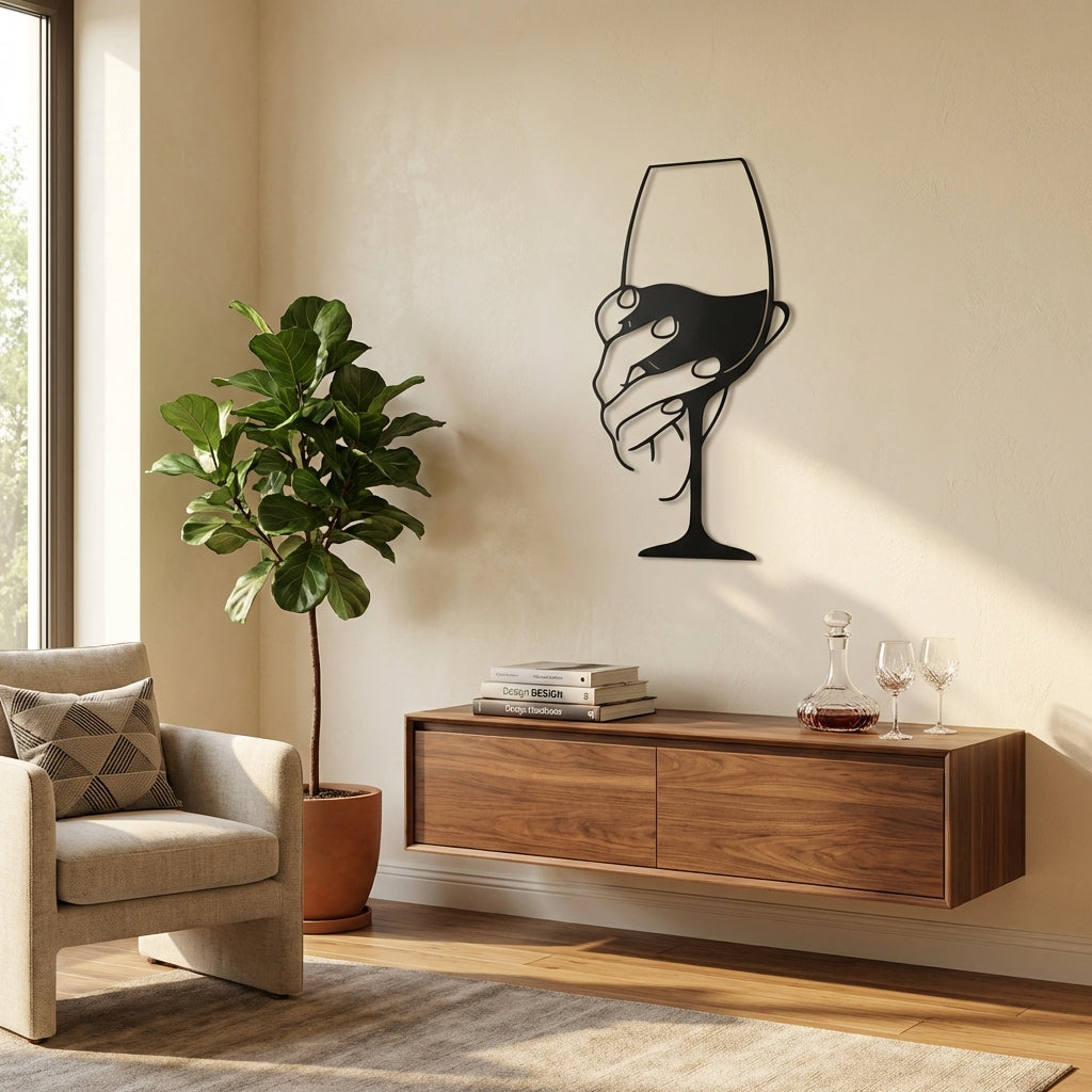 Bir Kadeh Umursamazlık Metal Duvar Dekoru