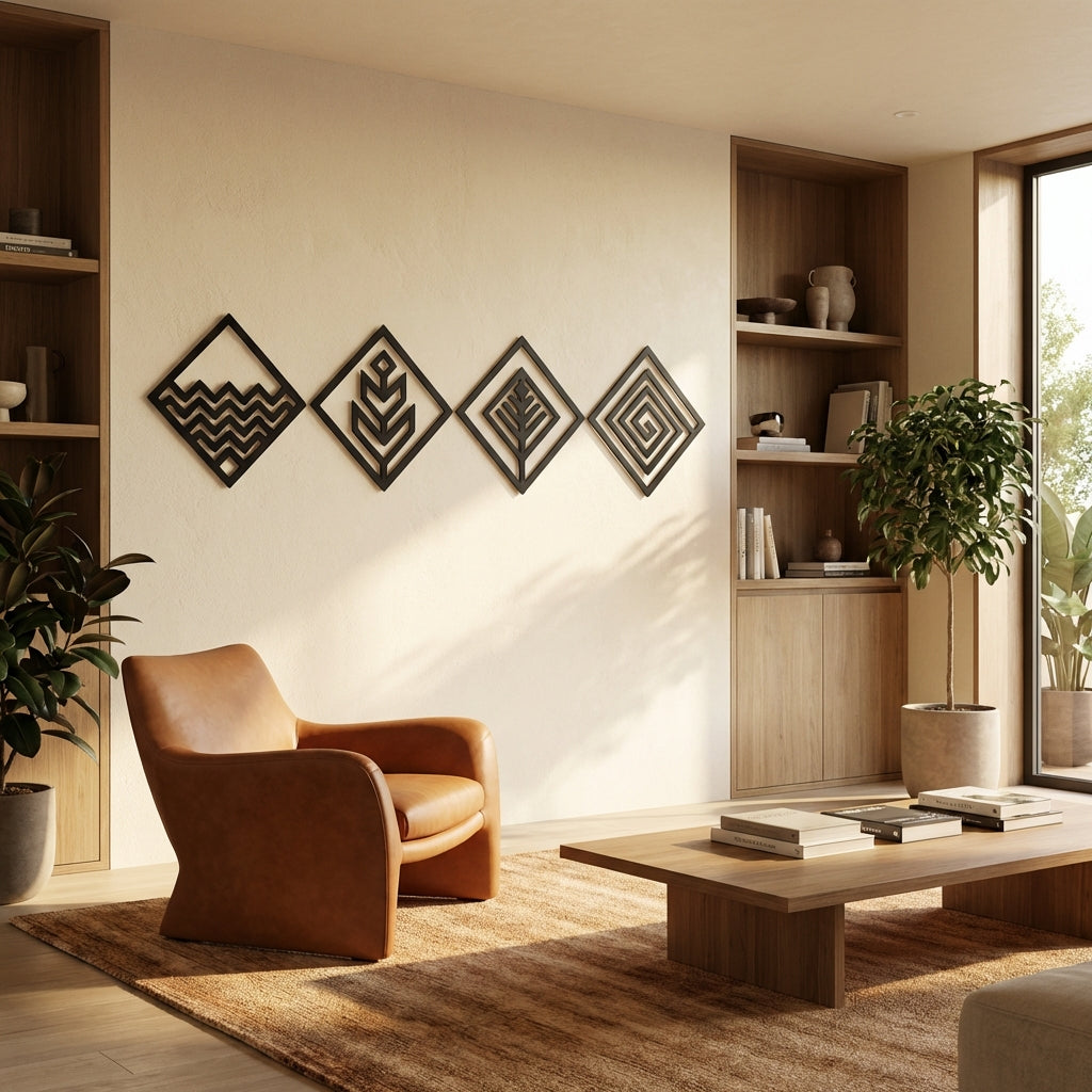 Dört Element Geometri Metal Duvar Dekoru