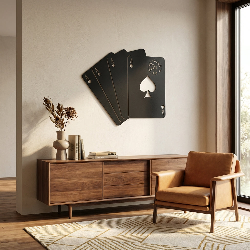 İskambil Kağıtları Metal Duvar Dekoru