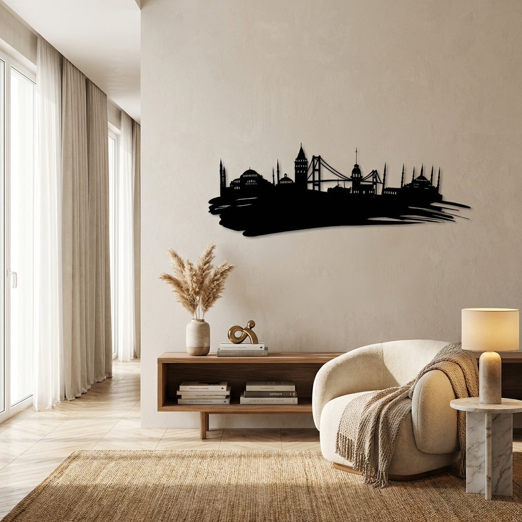İstanbul Silueti Metal Duvar Dekoru