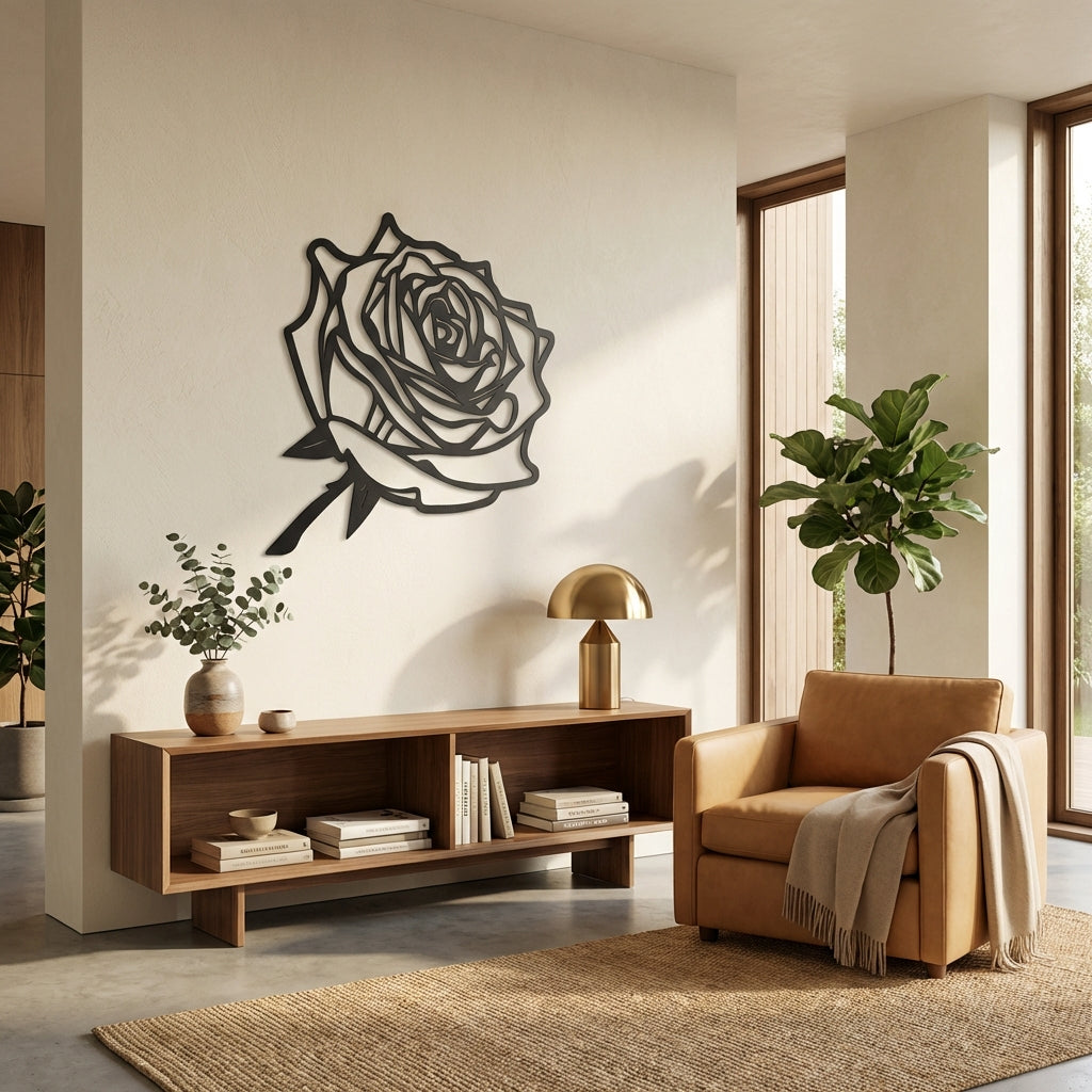Siyah Gül Metal Duvar Dekoru