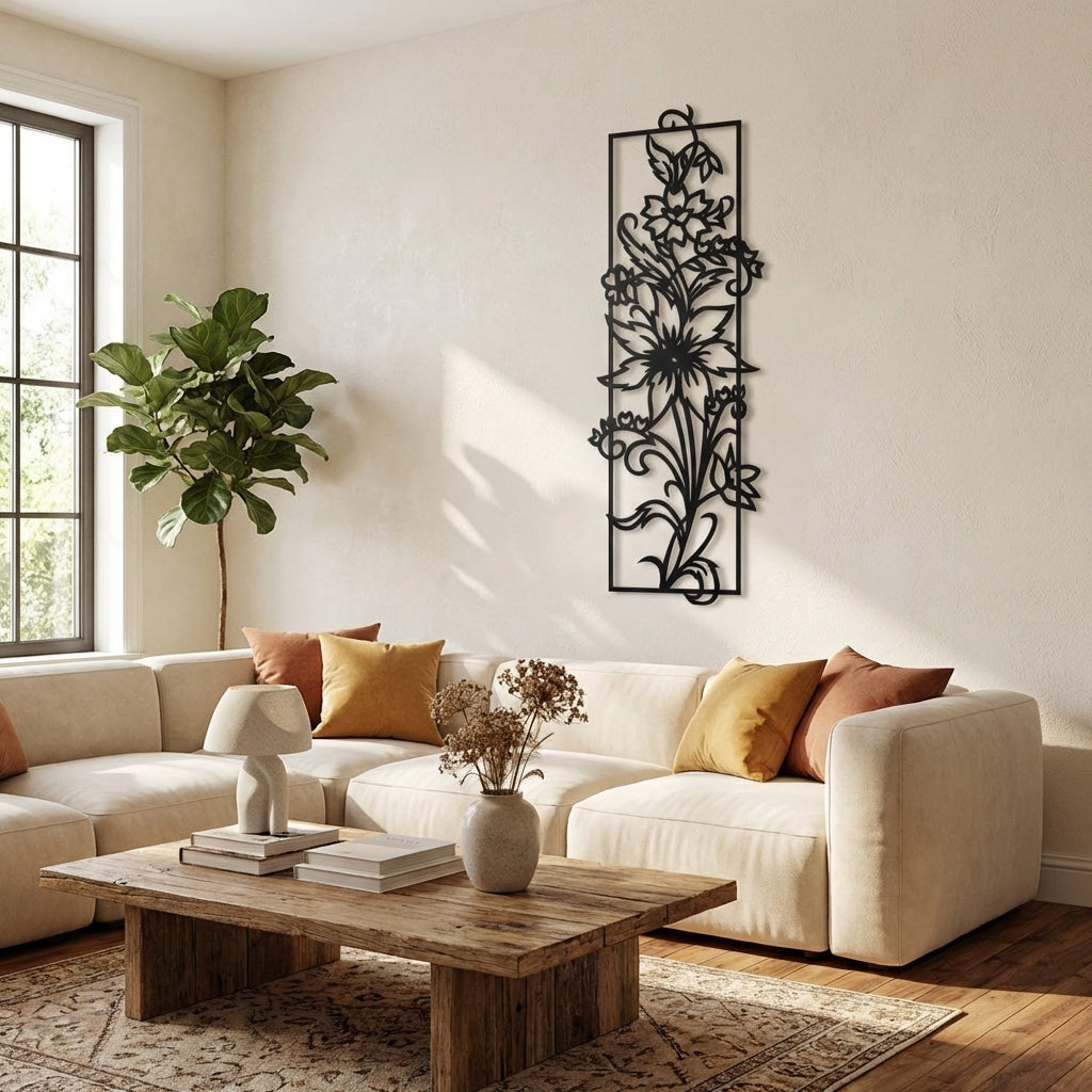 Zarafet Çiçeği Metal Duvar Dekoru