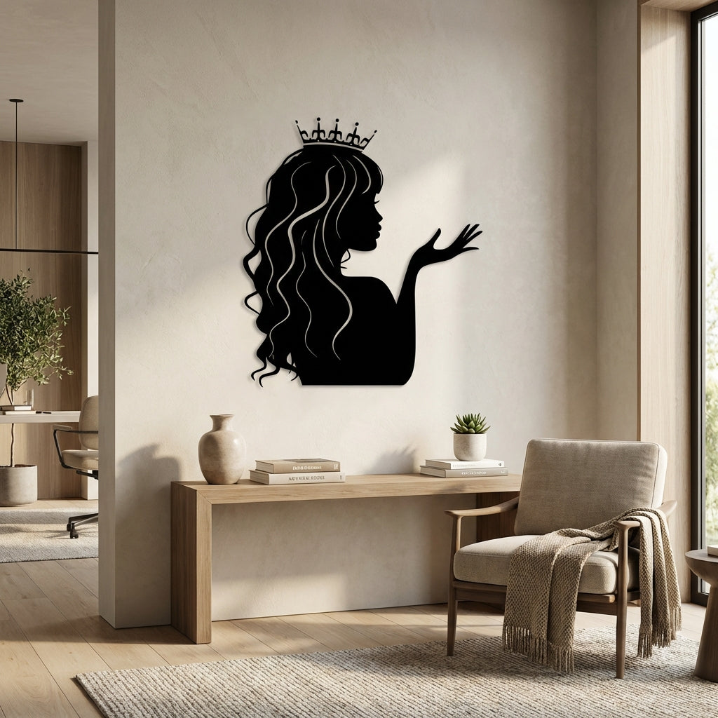 Zarif Prenses Silueti Metal Duvar Dekoru