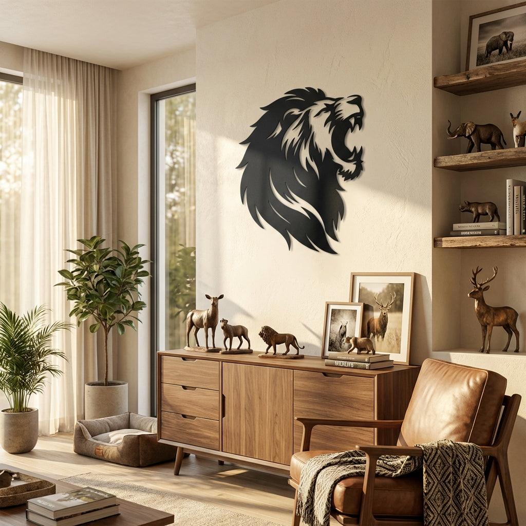 Aslan Kükreyişi Metal Duvar Dekoru