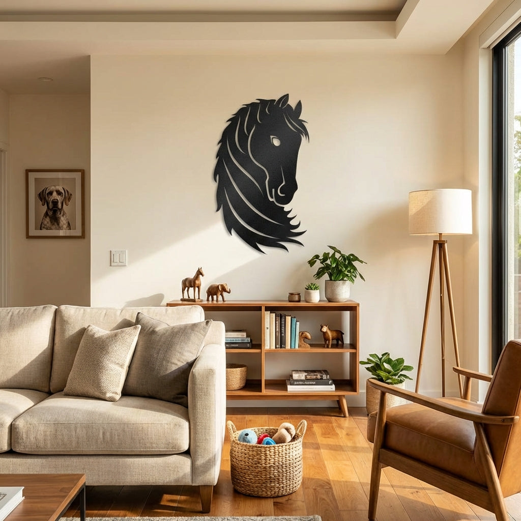 Asil Bakış At Figürü Metal Duvar Dekoru