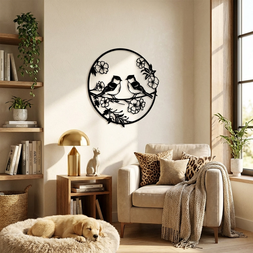 Baharın Sesi Kuşlar Metal Duvar Dekoru