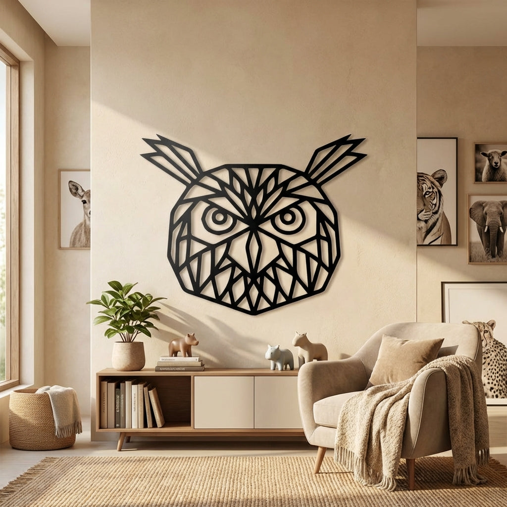 Gece Muhafızı Baykuş Metal Duvar Dekoru