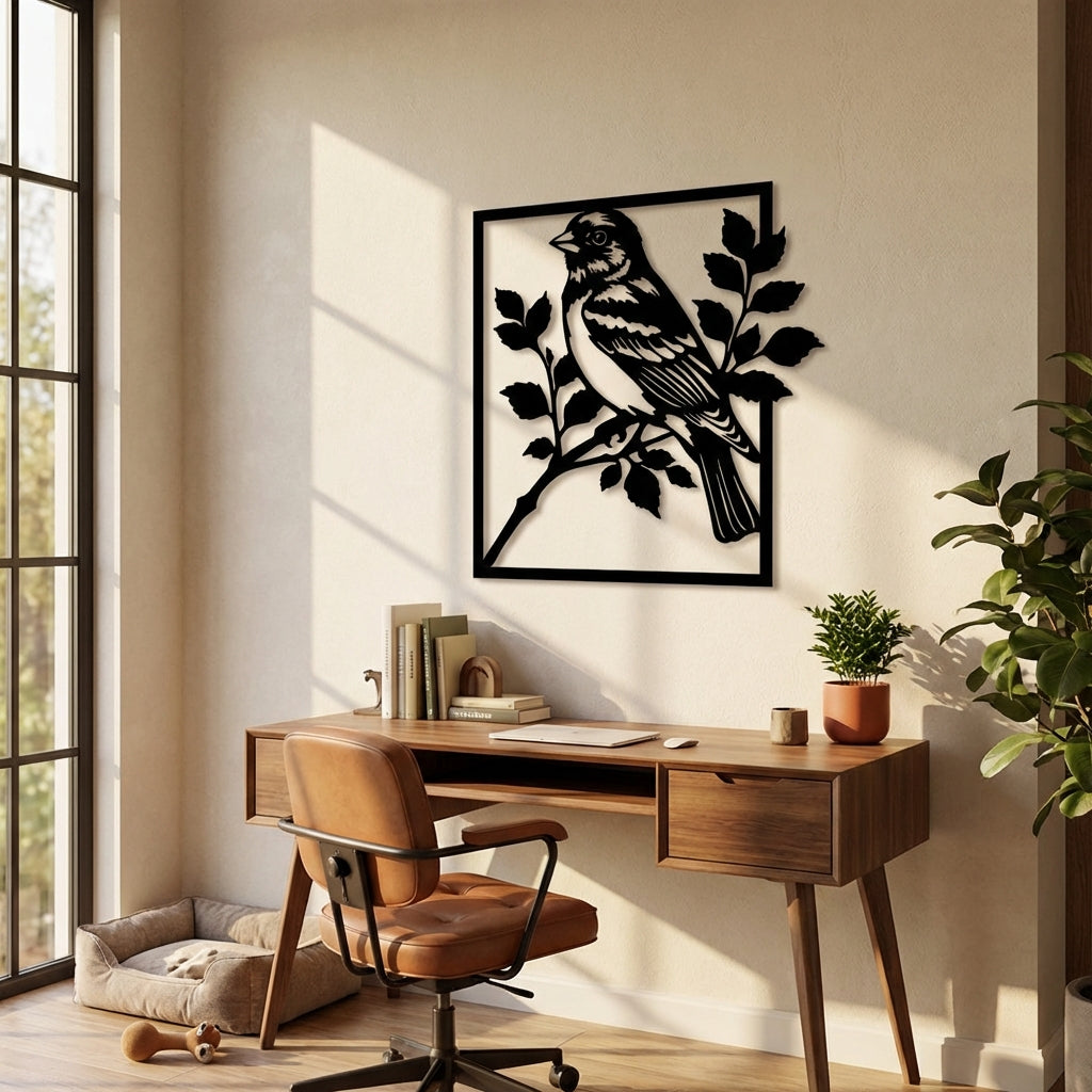 Doğa Şarkısı Kuş Metal Duvar Dekoru