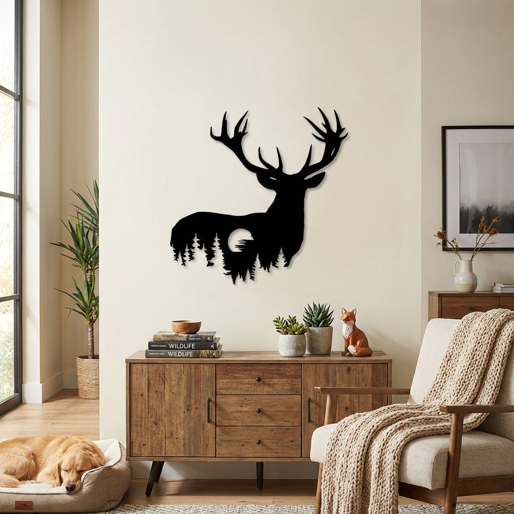 Geyik Silüeti Metal Duvar Dekoru