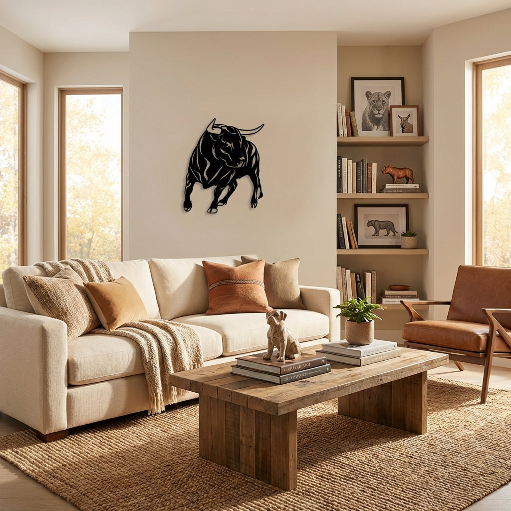 Güçlü Boğa Metal Duvar Dekoru