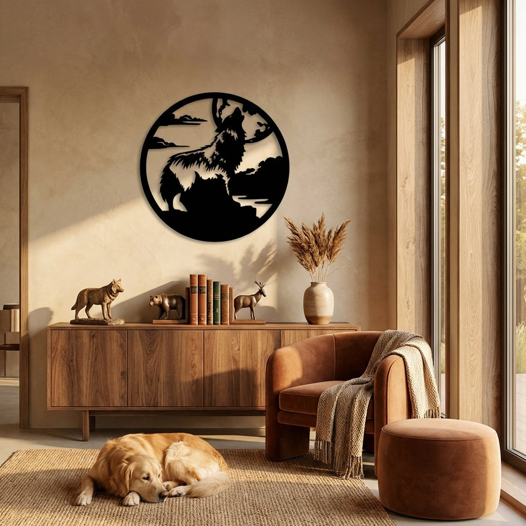 Kurt ve Dolunay Metal Duvar Dekoru