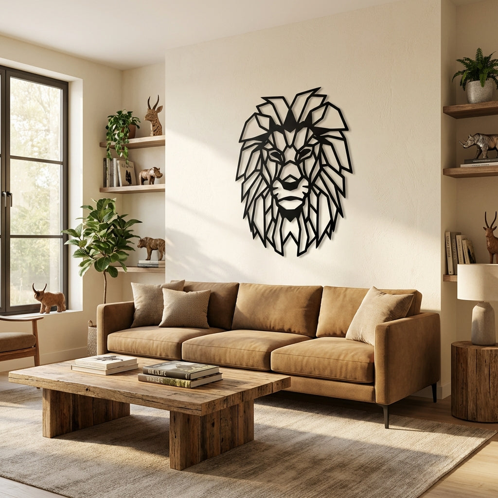 Modern Aslan Sanatı Metal Duvar Dekoru