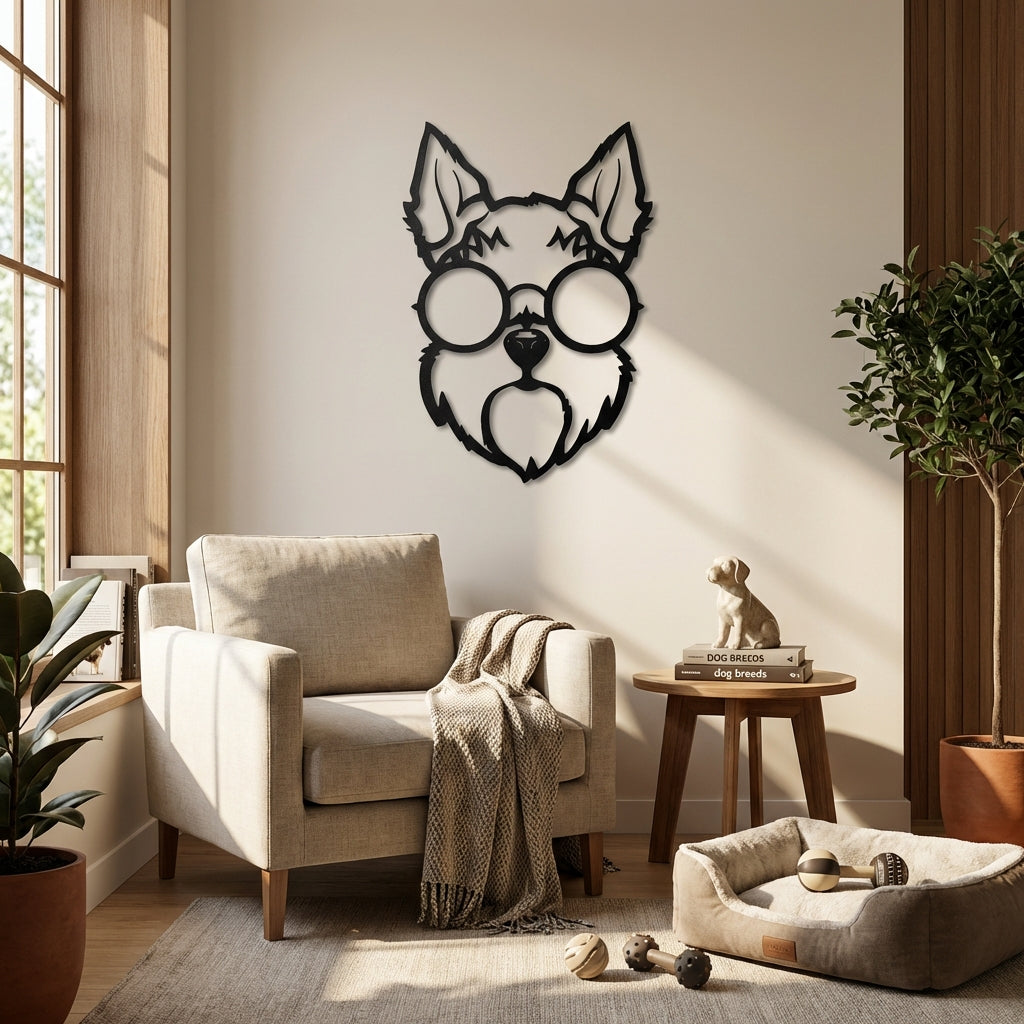Cool Pup Gözlüklü Köpek Metal Duvar Dekoru