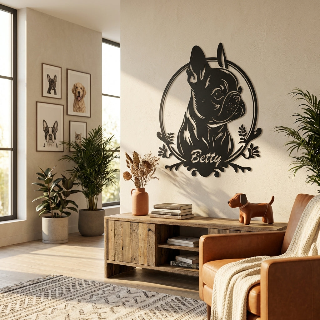 Kişiye Özel Köpek Figürlü Portre Metal Duvar Dekoru